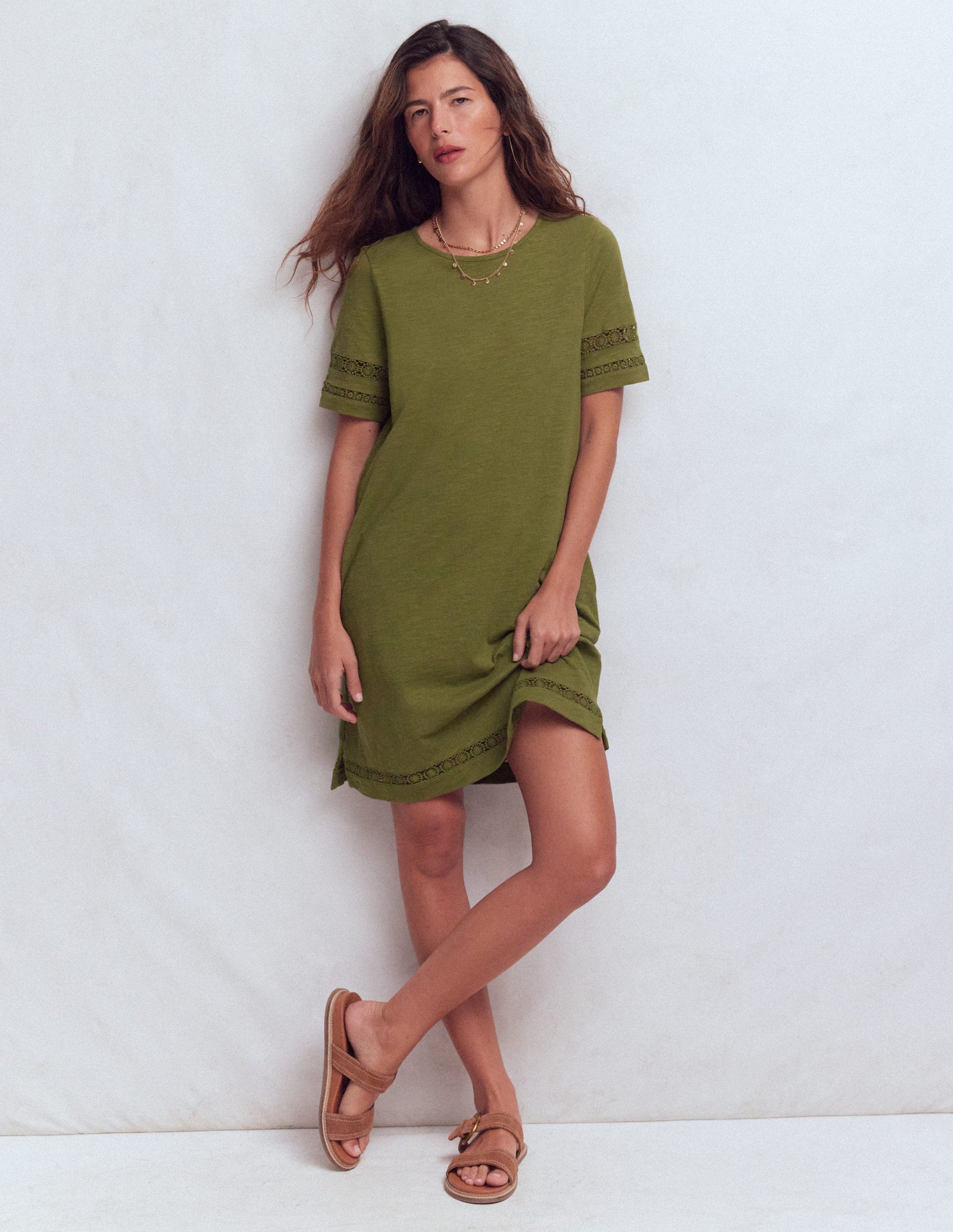 Hattie Jersey T-shirt Dress-Olive-4