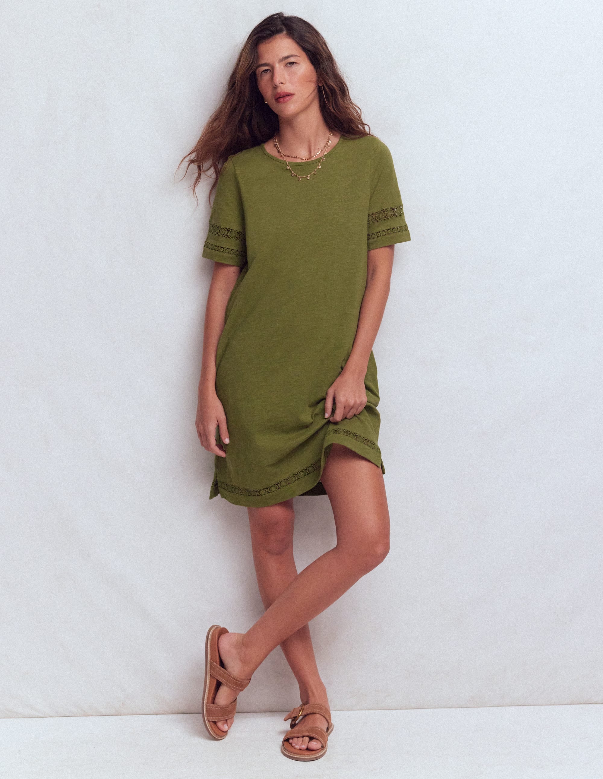 Hattie Jersey T-shirt Dress-Olive - Image 4