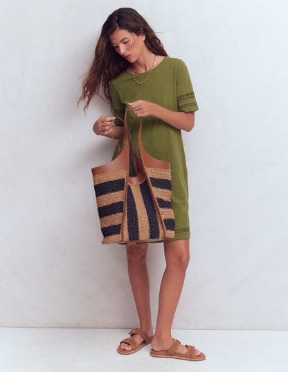 Hattie Jersey T-shirt Dress-Olive-5