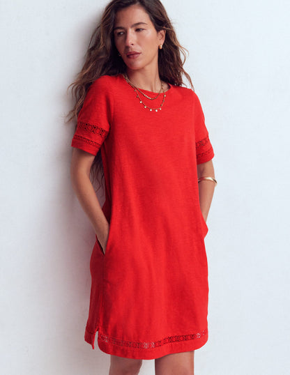 Hattie Jersey T-shirt Dress-Red Coral-4