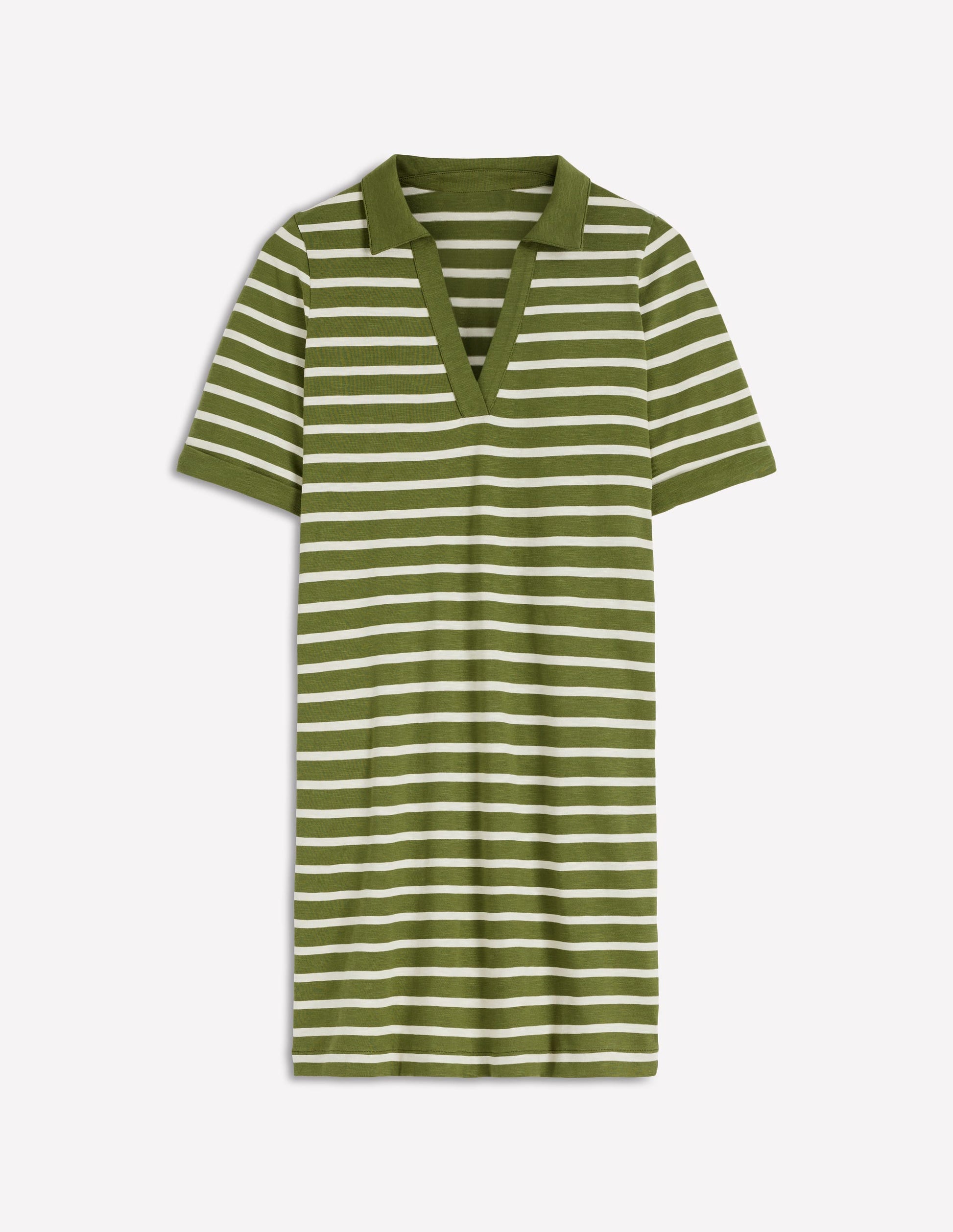 Tilda Jersey T-shirt Dress-Olive and Ivory Stripe-5
