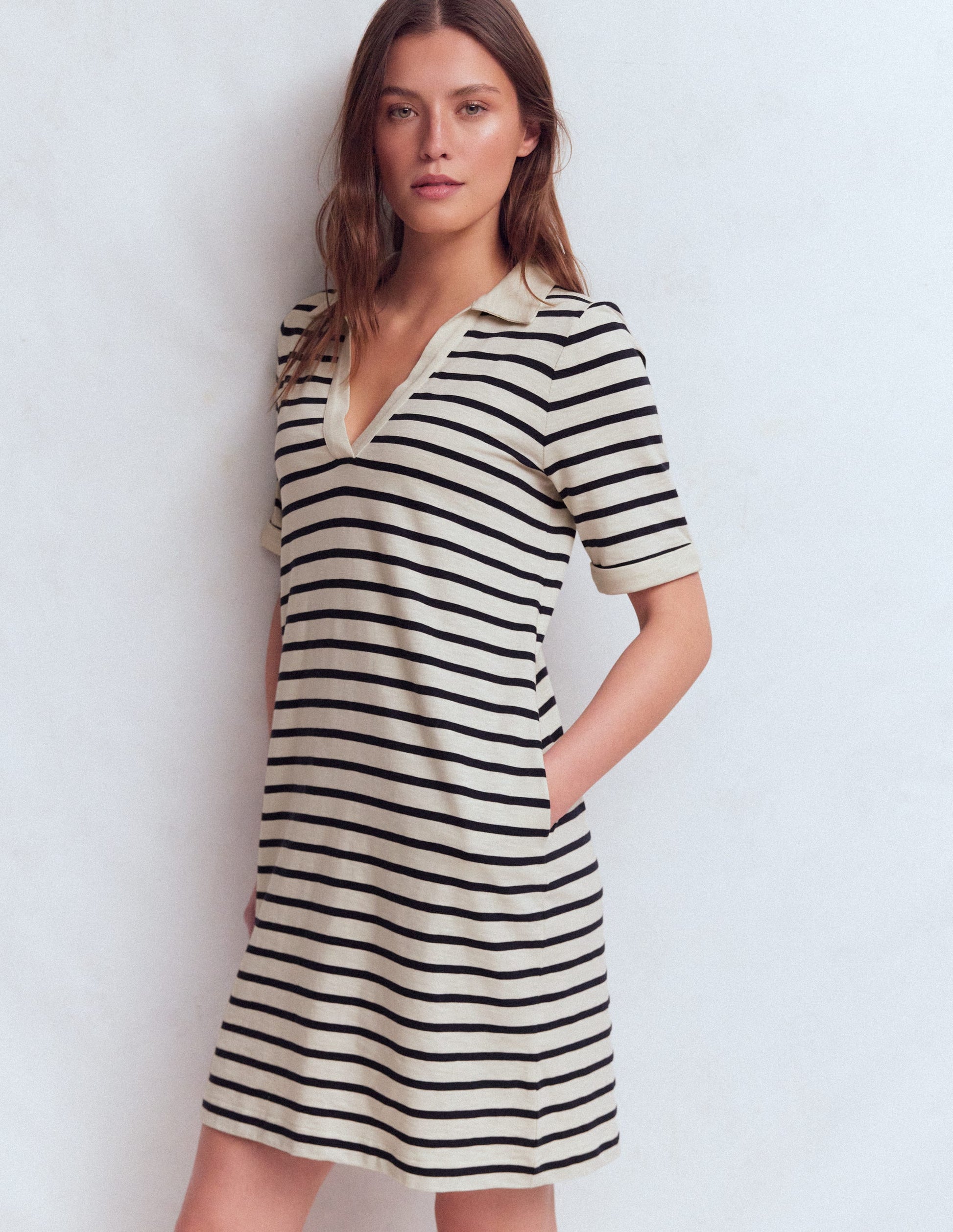 white knee length sheath dress Anecdote U-Neckline Knee Length Dress White main image 0