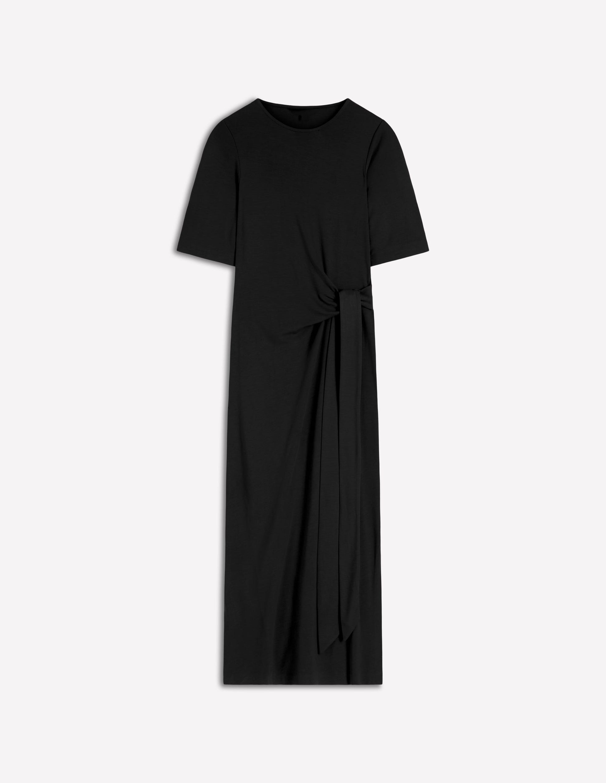 Zinnia Tie Ponte Midi Dress-Black-5
