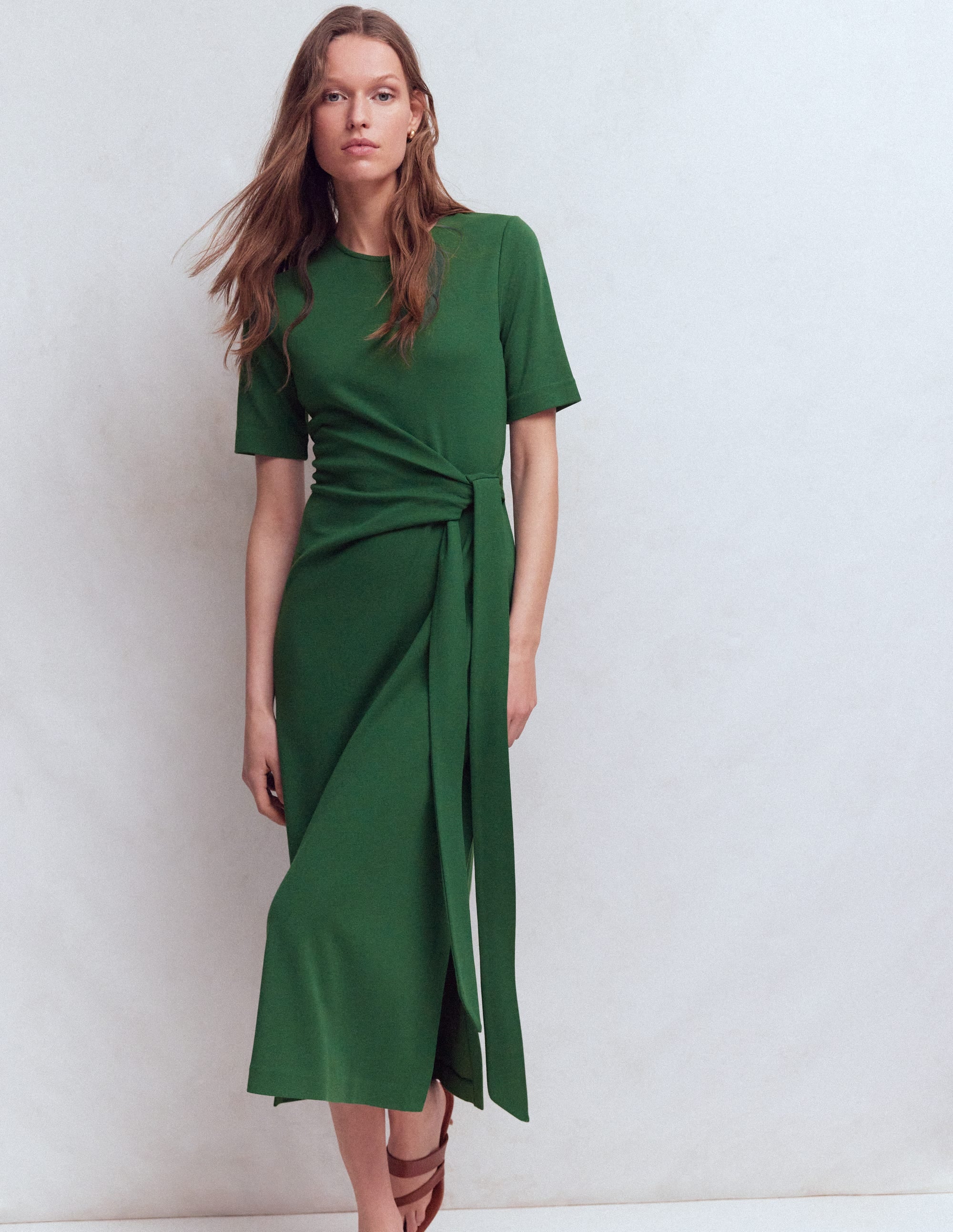 Boden Women's Zinnia Tie Jersey Ponte Dress in Green