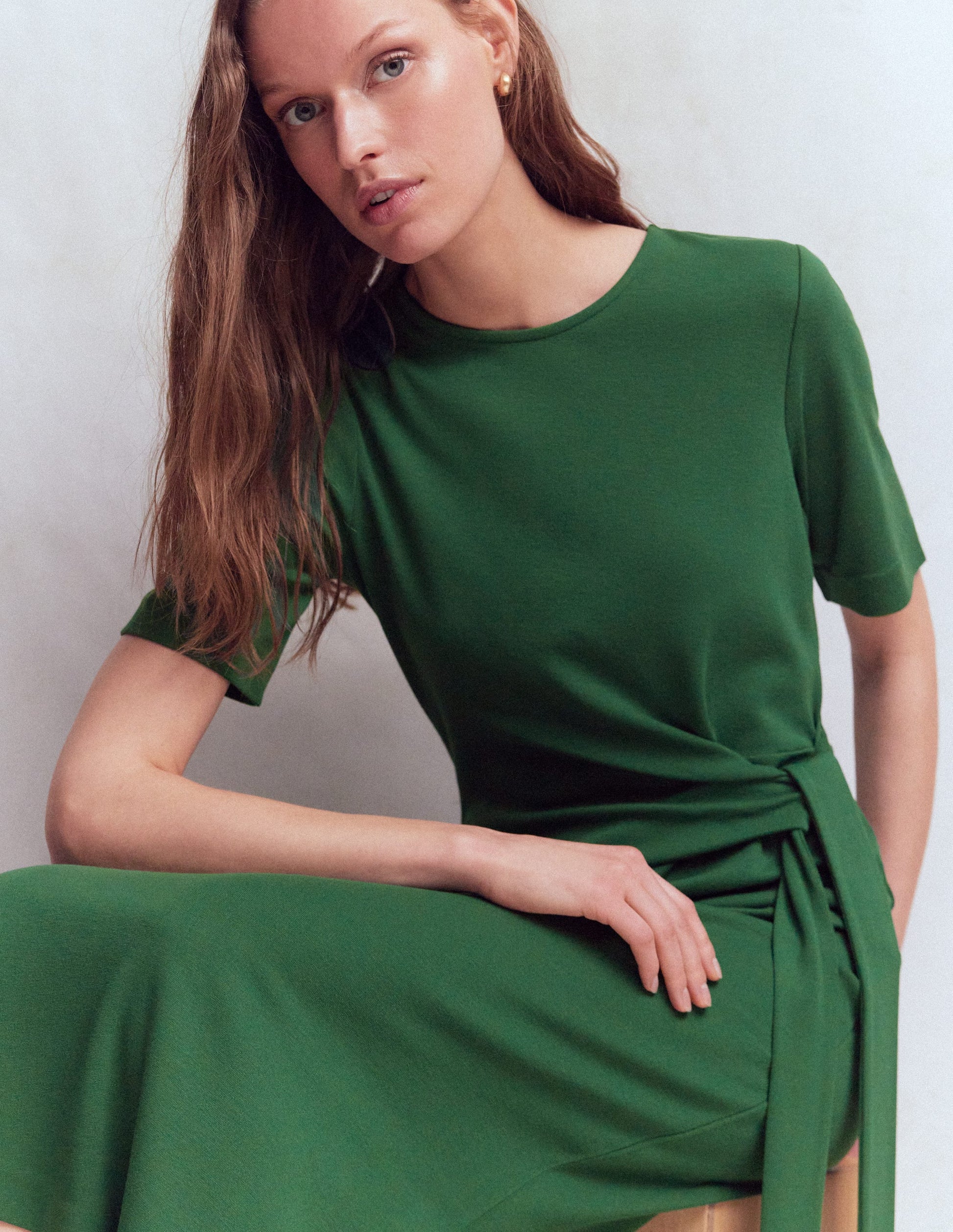 Boden Women's Zinnia Tie Ponte Midi Dress in Green
