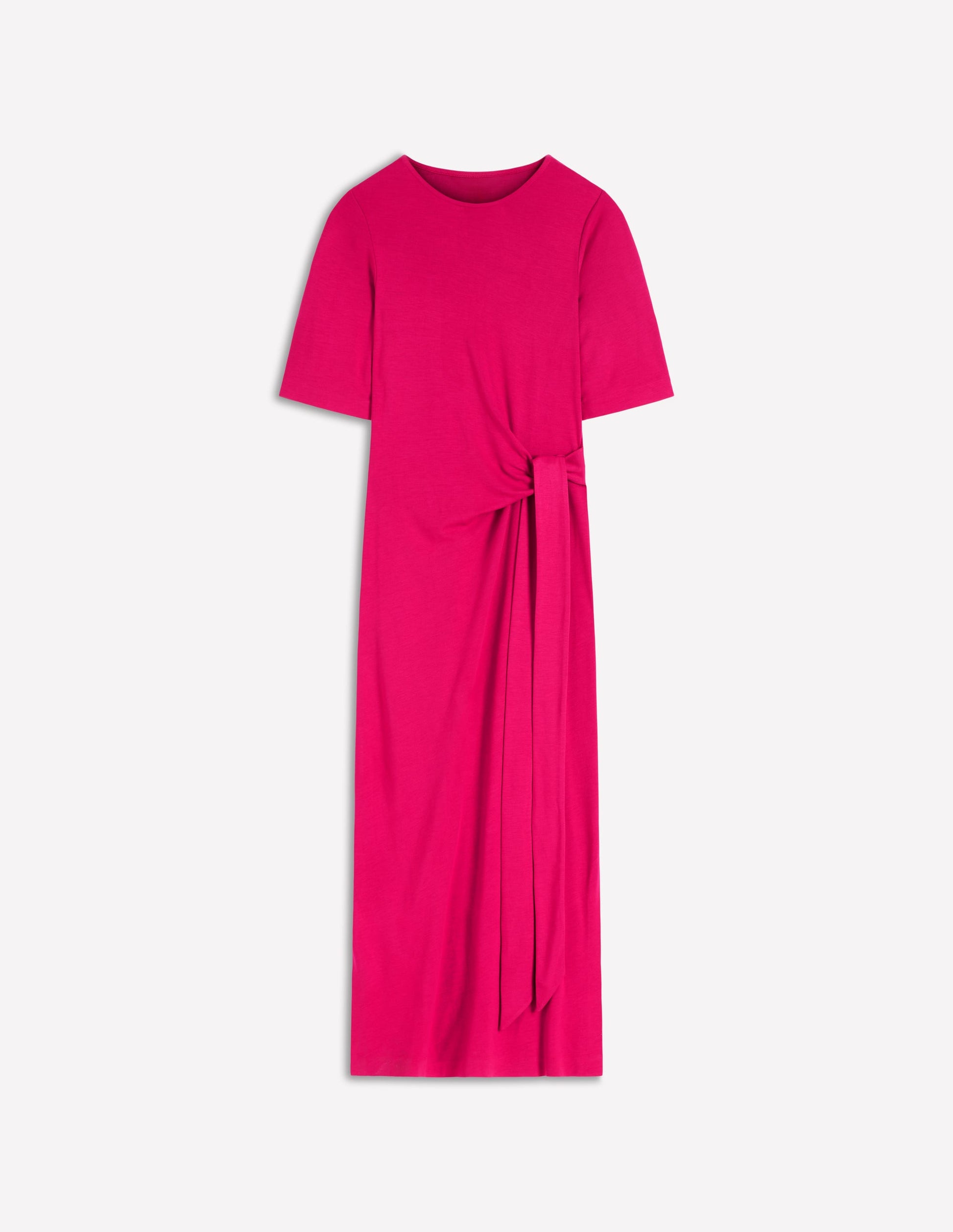 Zinnia Tie Ponte Midi Dress-Vibrant Pink-6