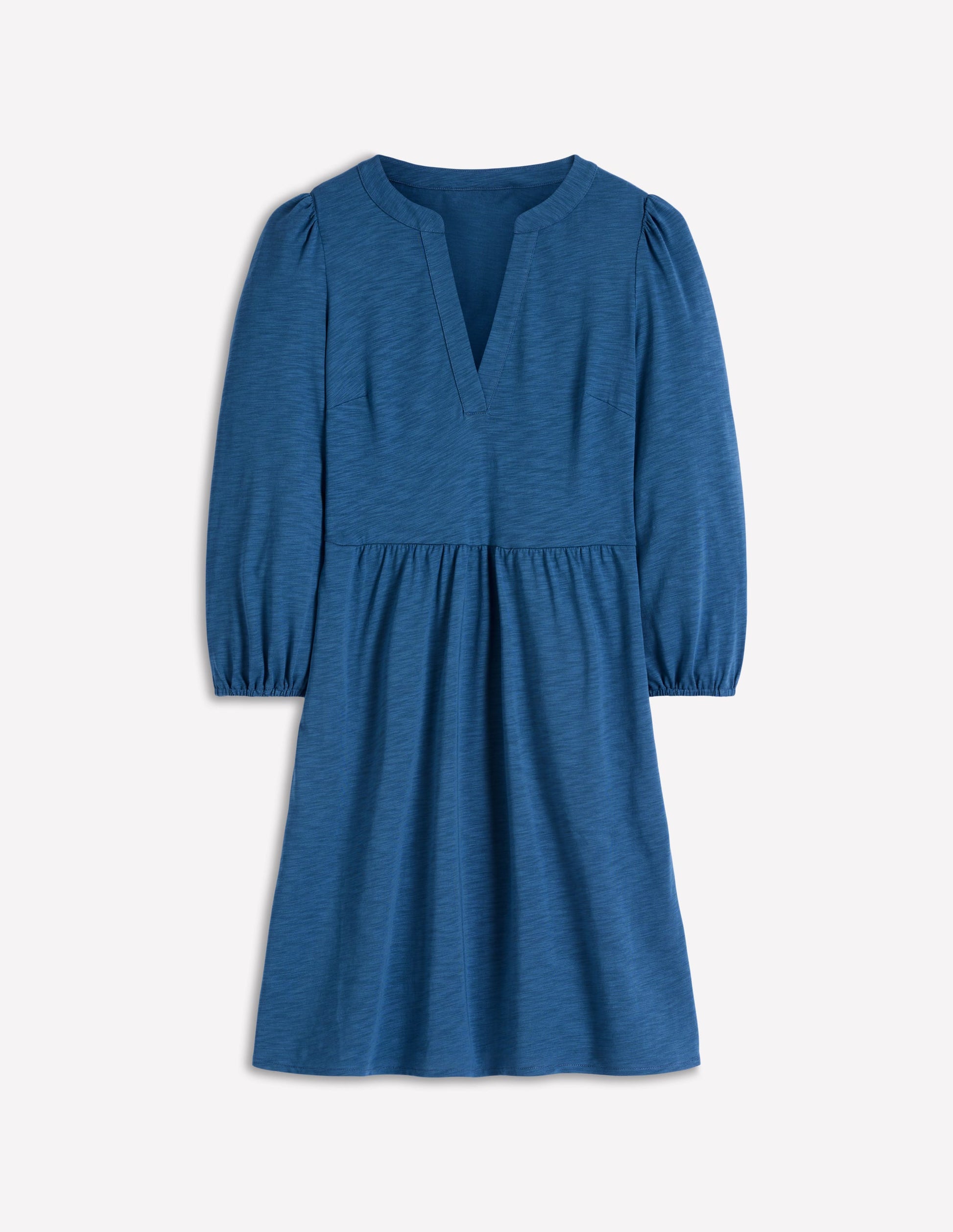 Cathy Notch Neck Jersey Dress-Tourmaline Blue-5