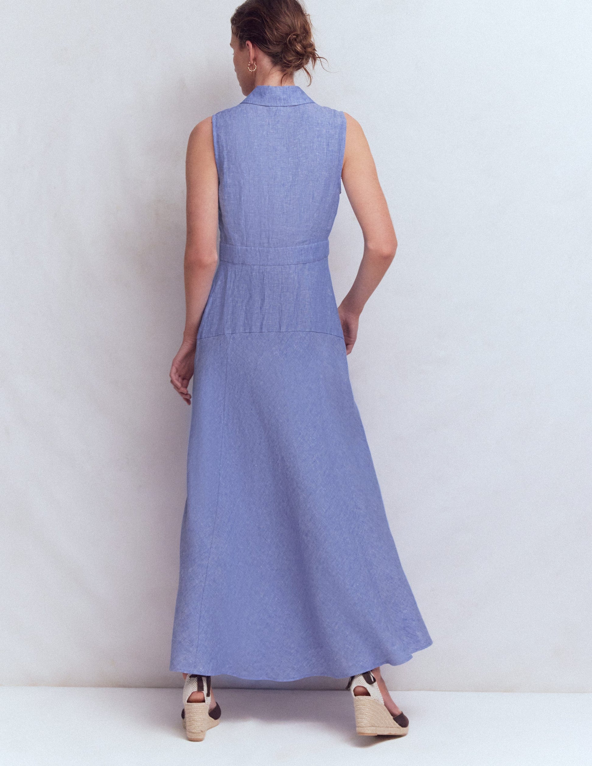 Erma Drop Waist Linen Dress-Chambray | Boden USA Erma Drop Waist Linen Dress-Chambray | Boden USA
