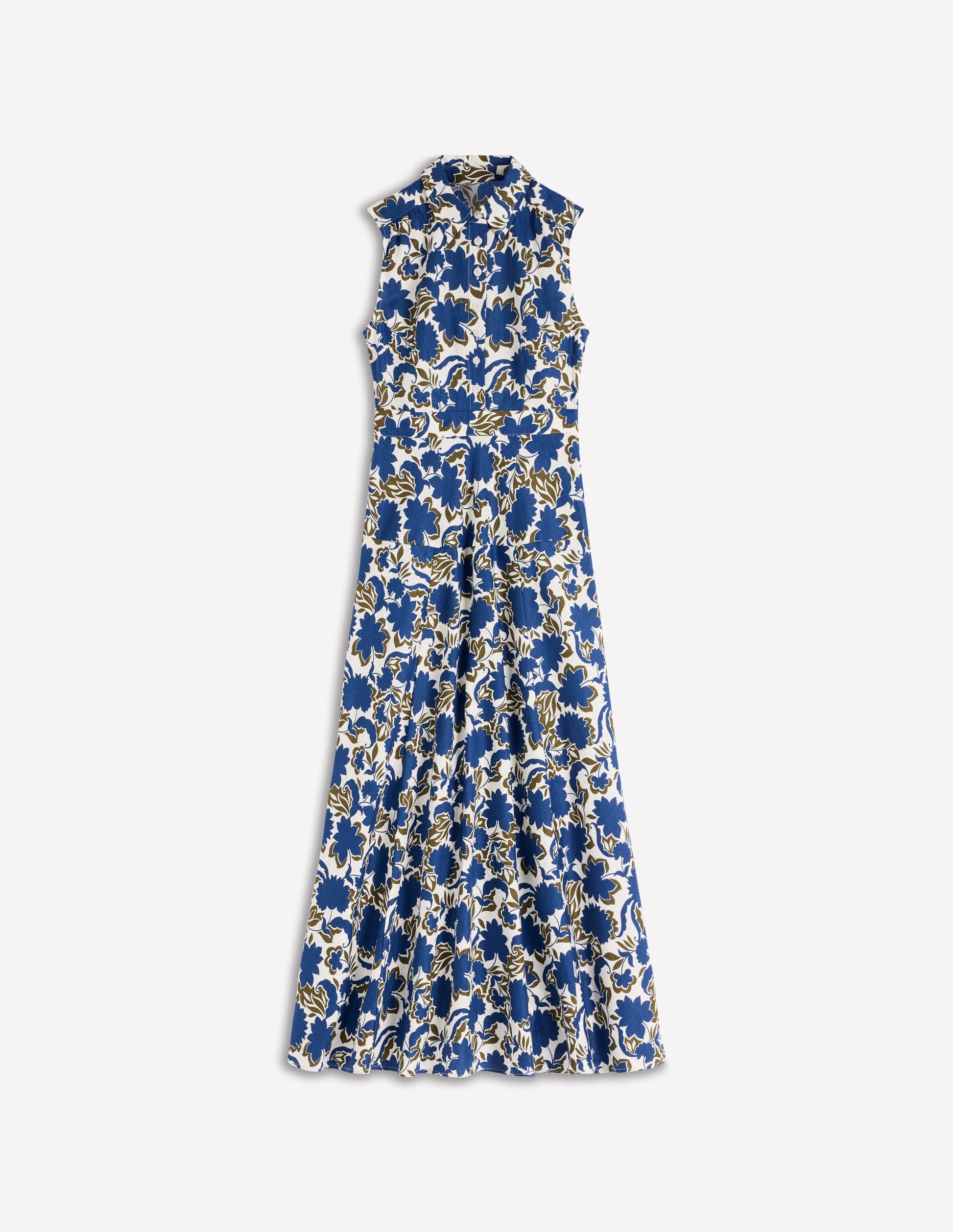 Erma Drop Waist Linen Dress-Blue Shadow Blossom | Boden USA Erma Drop Waist Linen Dress-Blue Shadow Blossom | Boden USA