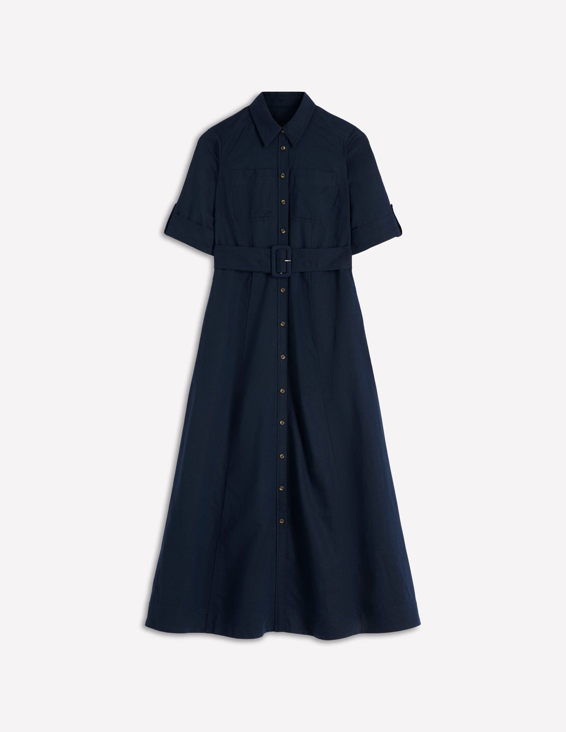 Ora Linen Blend Shirt Dress-Navy | Boden USA Ora Linen Blend Shirt Dress-Navy | Boden USA