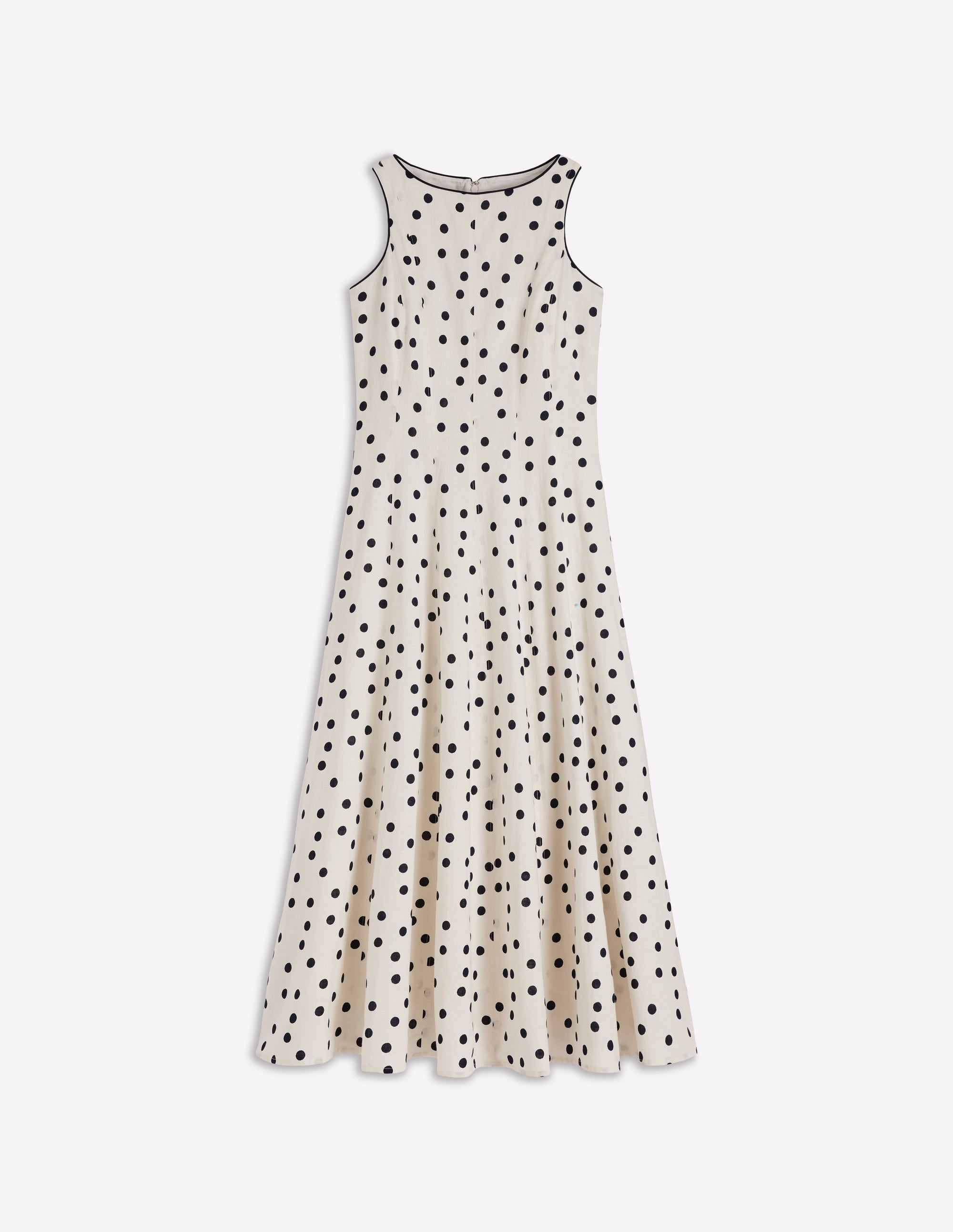 dotted linen blend midi dress Navy Polka Dot Linen Midi Dress self-portrait