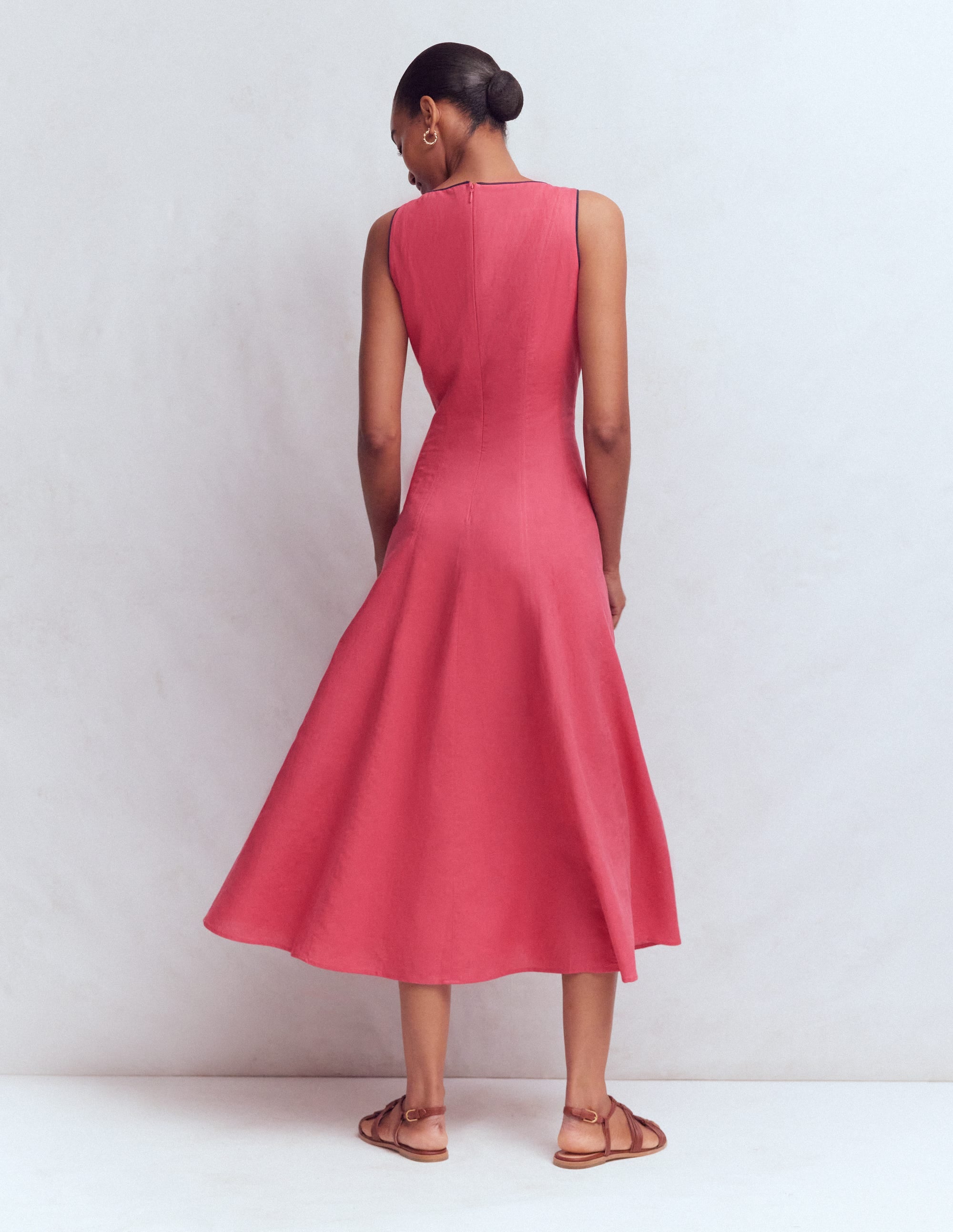 Annet Linen Blend Midi Dress-Cherry Blush - Image 5