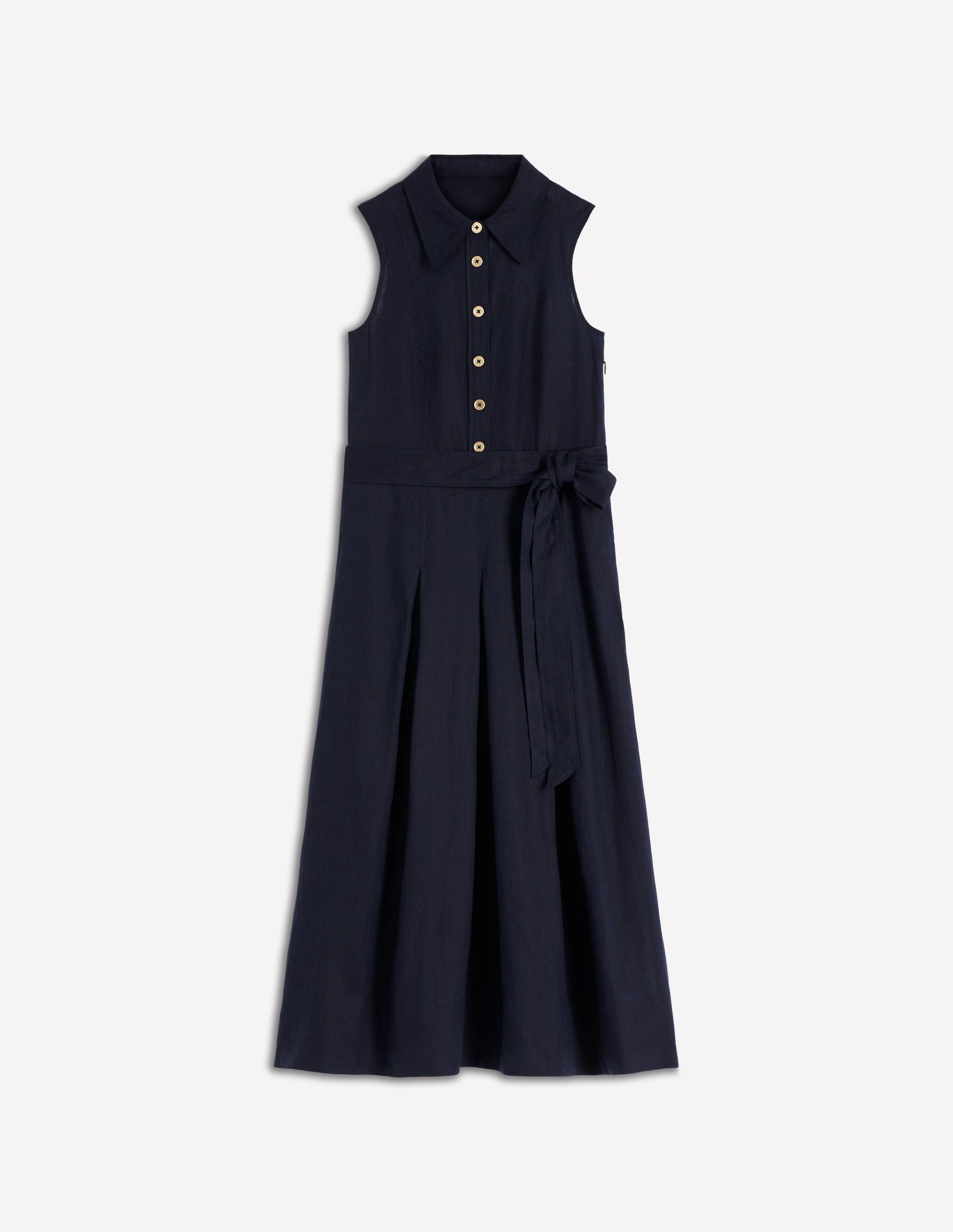 Belinda Linen Shirt Dress-Navy-7