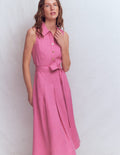 Belinda Linen Shirt Dress-Pink Parfait