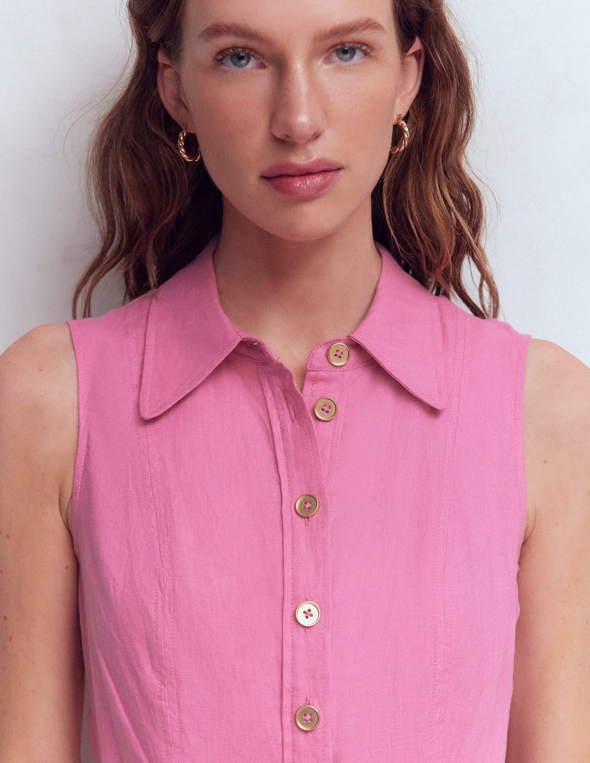 Boden Women's Belinda Linen Shirt Dress in Pink | Size 6 Boden Women's Belinda Linen Shirt Dress in Pink | Size 6