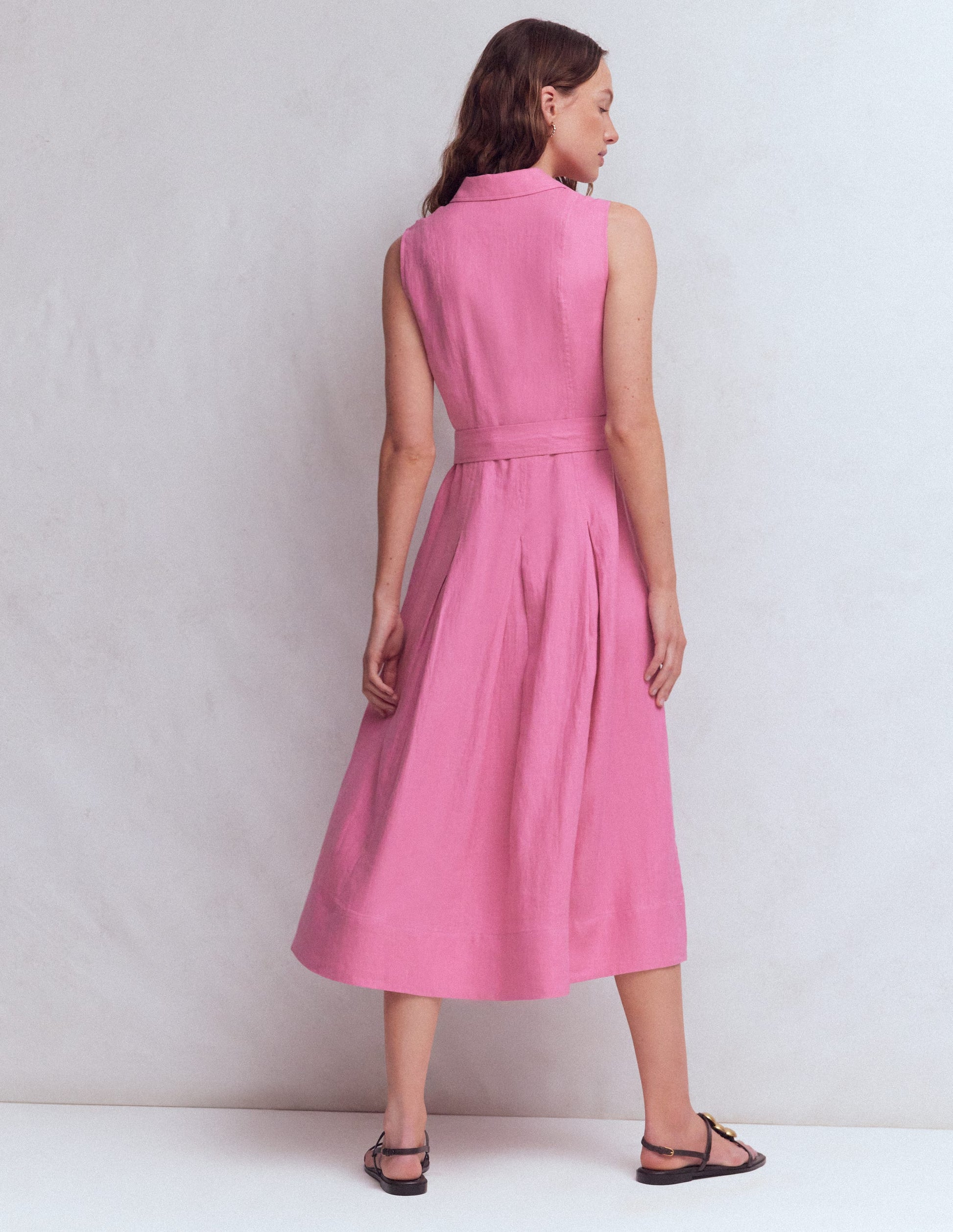 Boden Women's Belinda Linen Shirt Dress in Pink