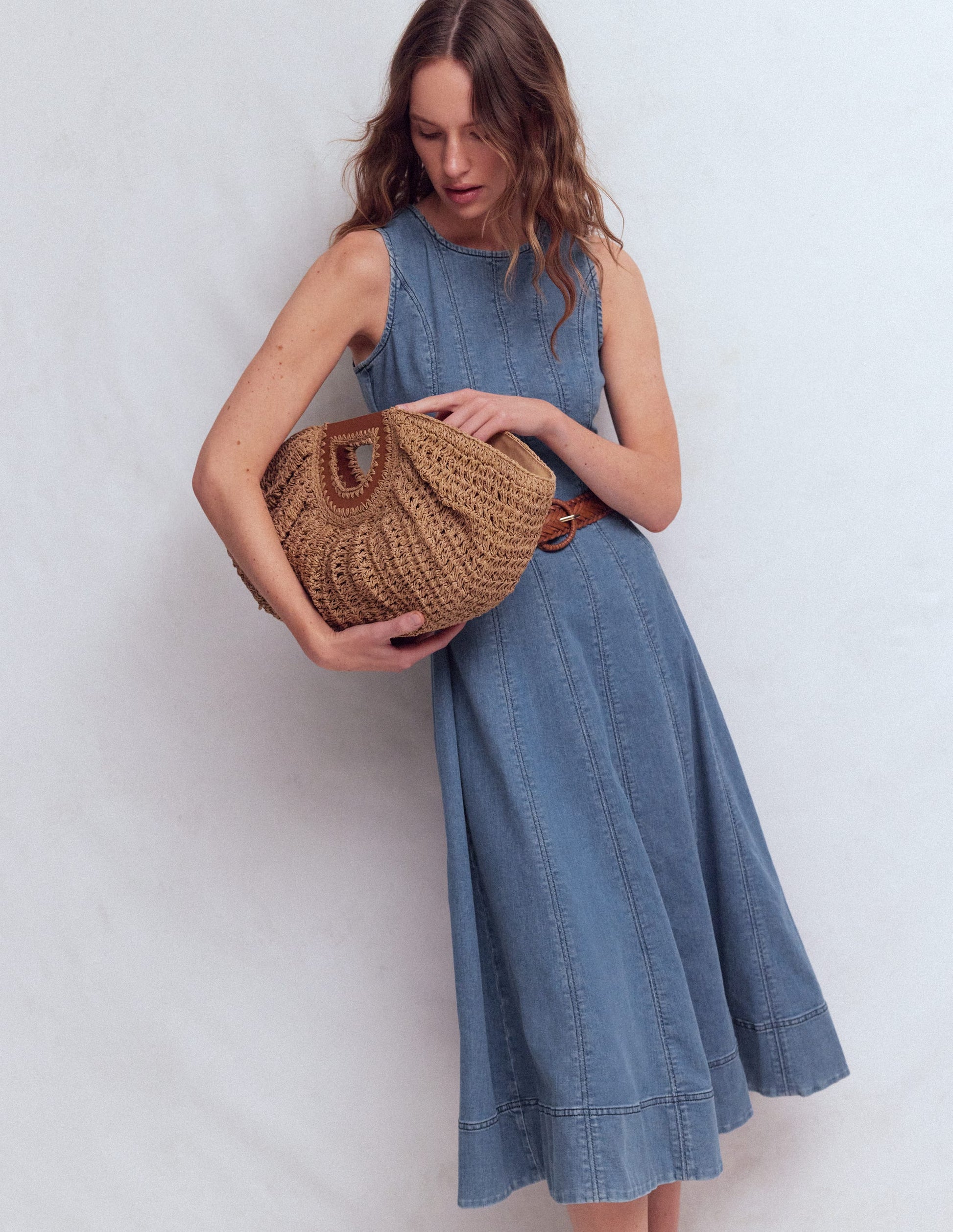 white christmas dresses Annet Denim Midi Dress-Mid Vintage
