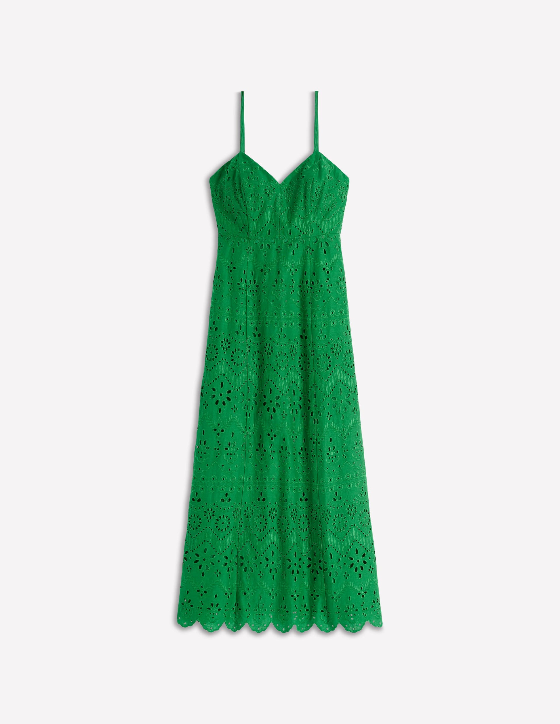 Boden Women's Empire Linen Broderie Dress in Green | Size 8 Boden Women's Empire Linen Broderie Dress in Green | Size 8