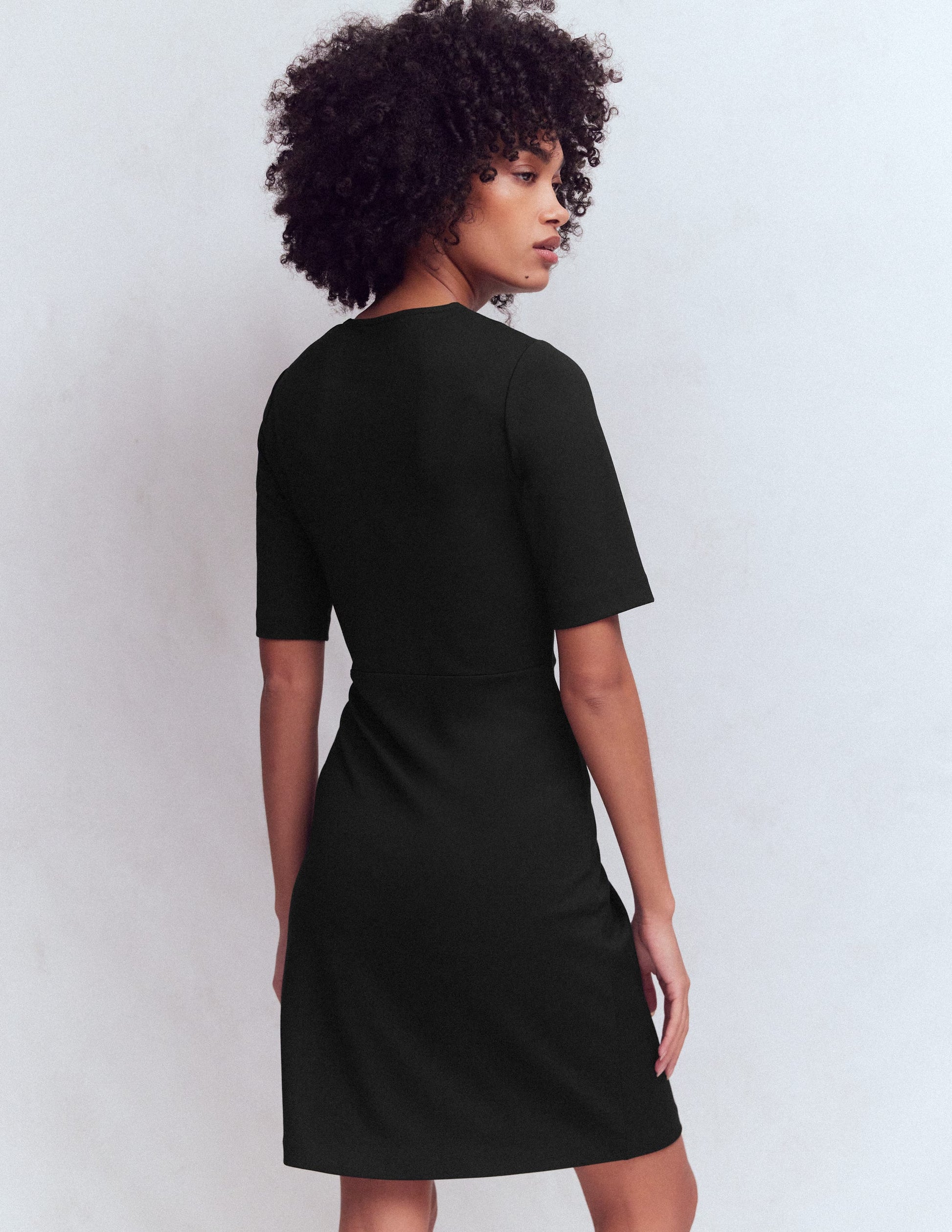 Zinnia Tie Jersey Short Dress-Black-3