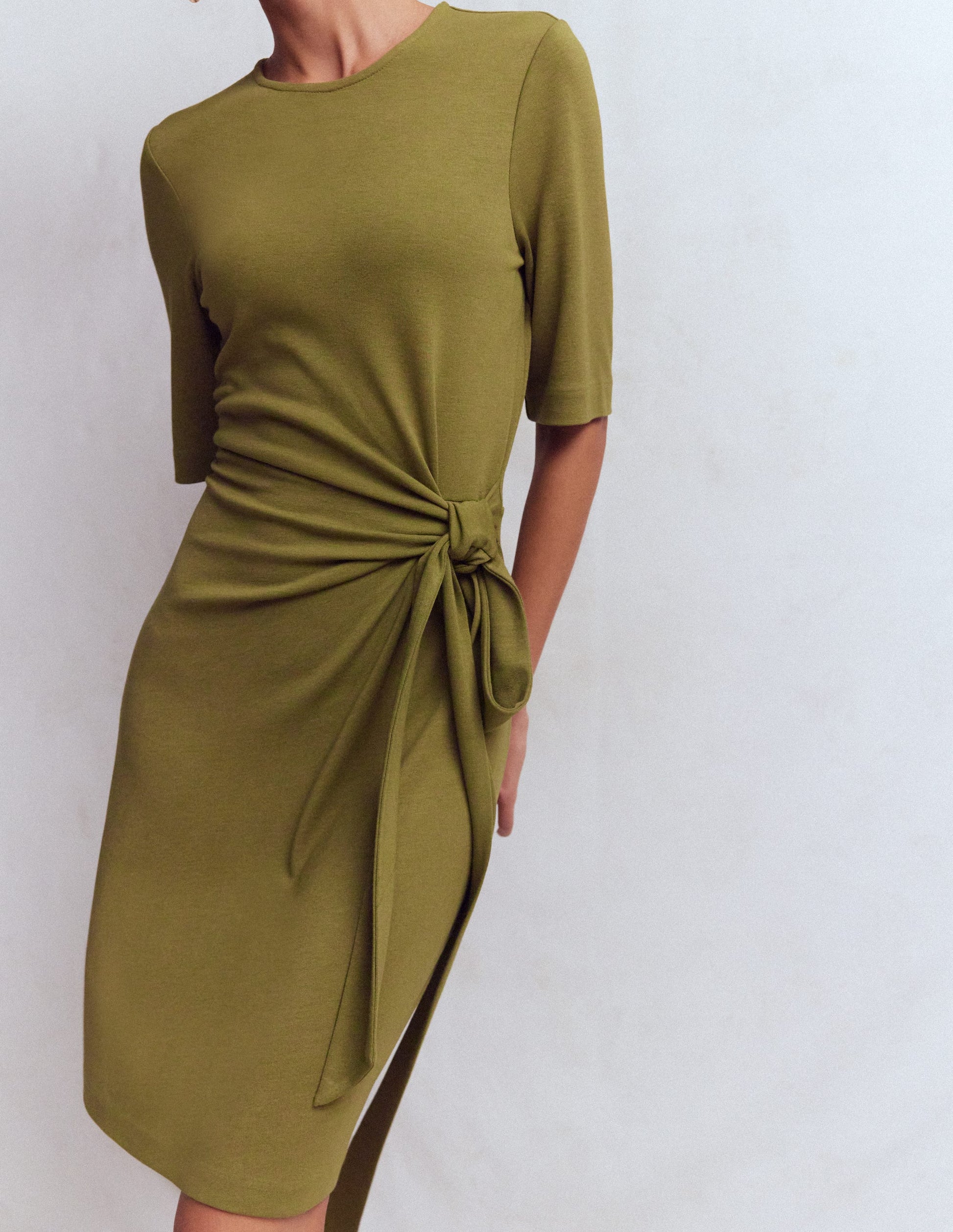 boden tie waist jersey dress Boden Women's Zinnia Tie Jersey Short Dress in Green