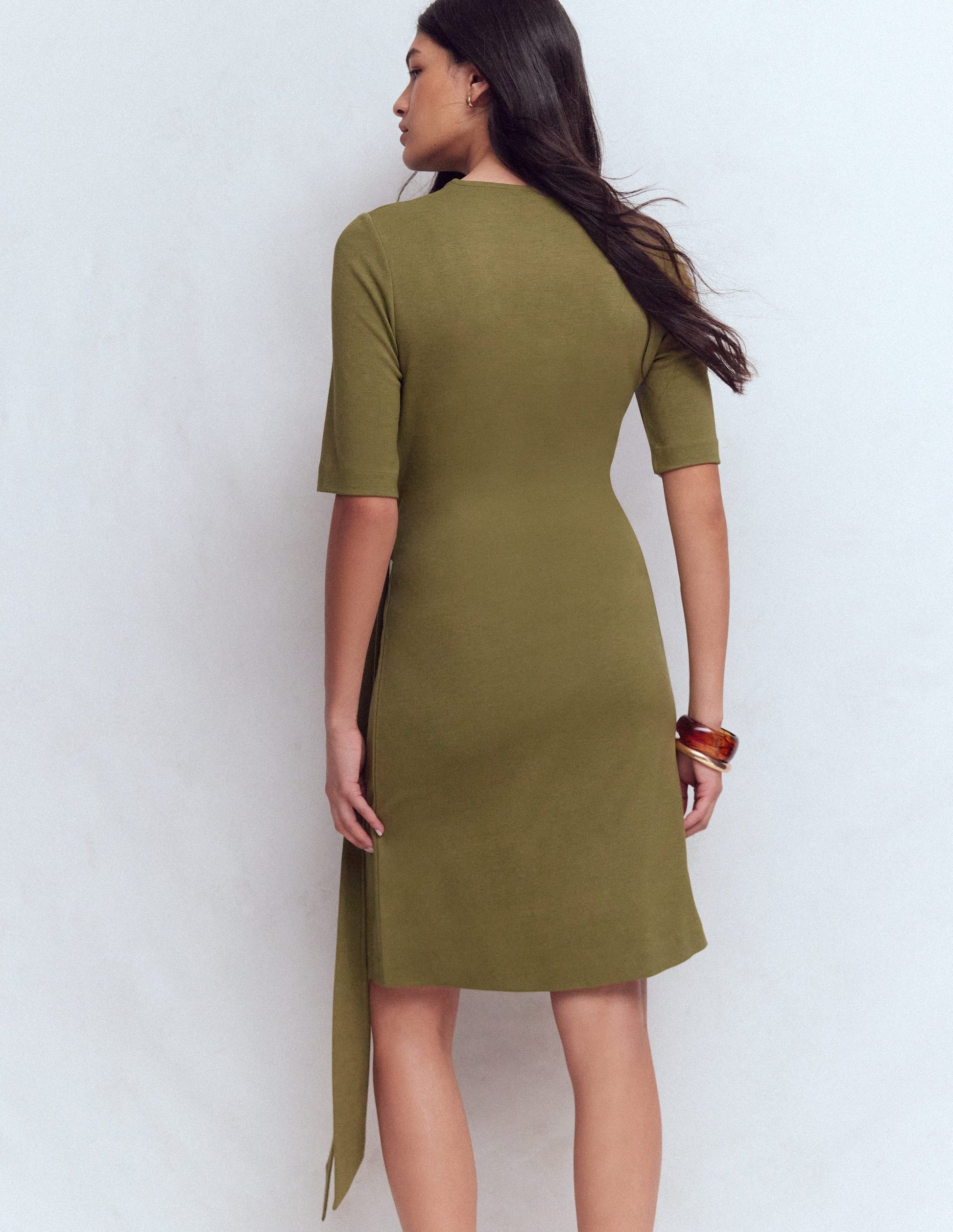 Boden Women's Zinnia Tie Jersey Short Dress in Green | Size 6 Boden Women's Zinnia Tie Jersey Short Dress in Green | Size 6