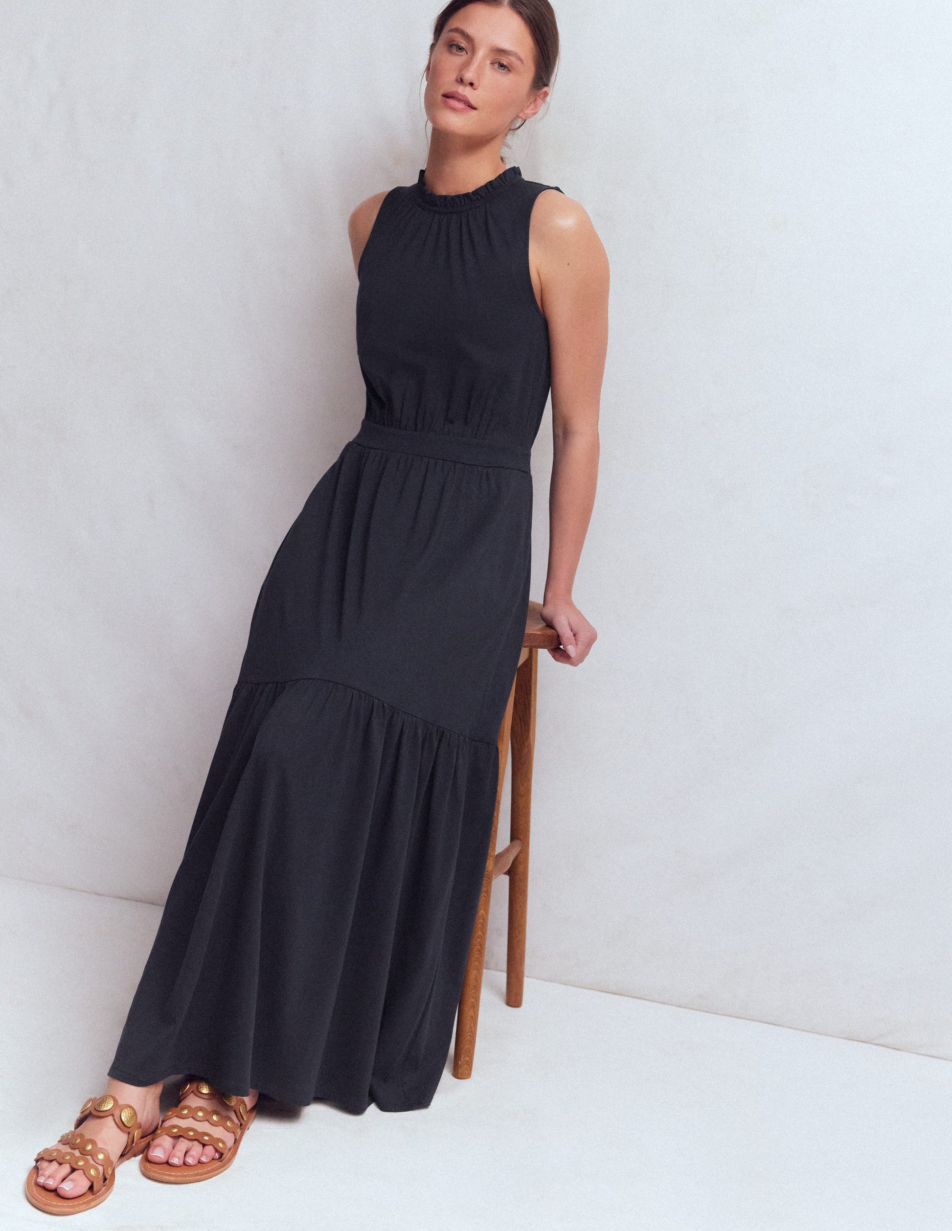 Camalie Jersey Maxi Dress-Navy-5