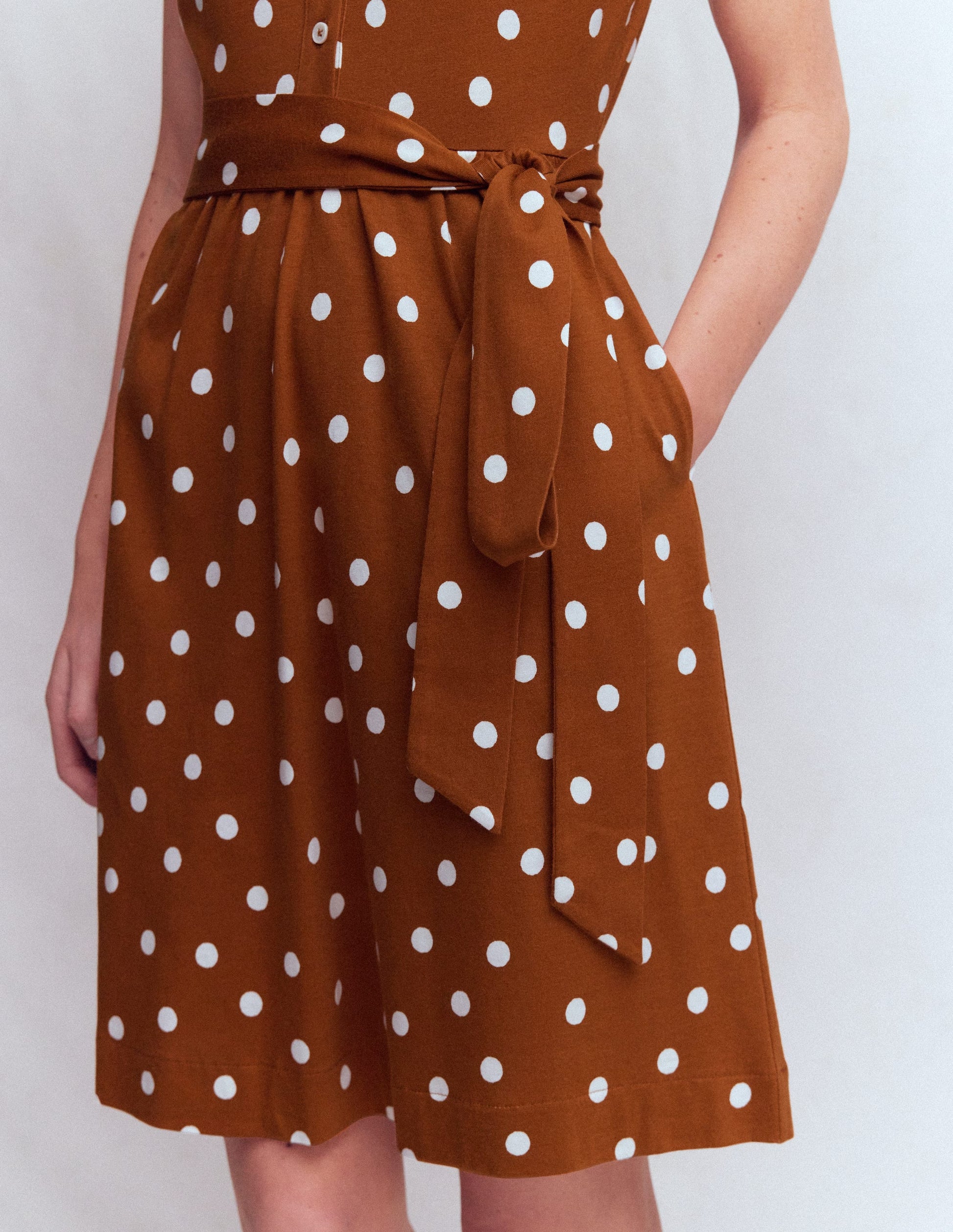 Boden Women's Honor Short Jersey Shirt Dress in Brown
