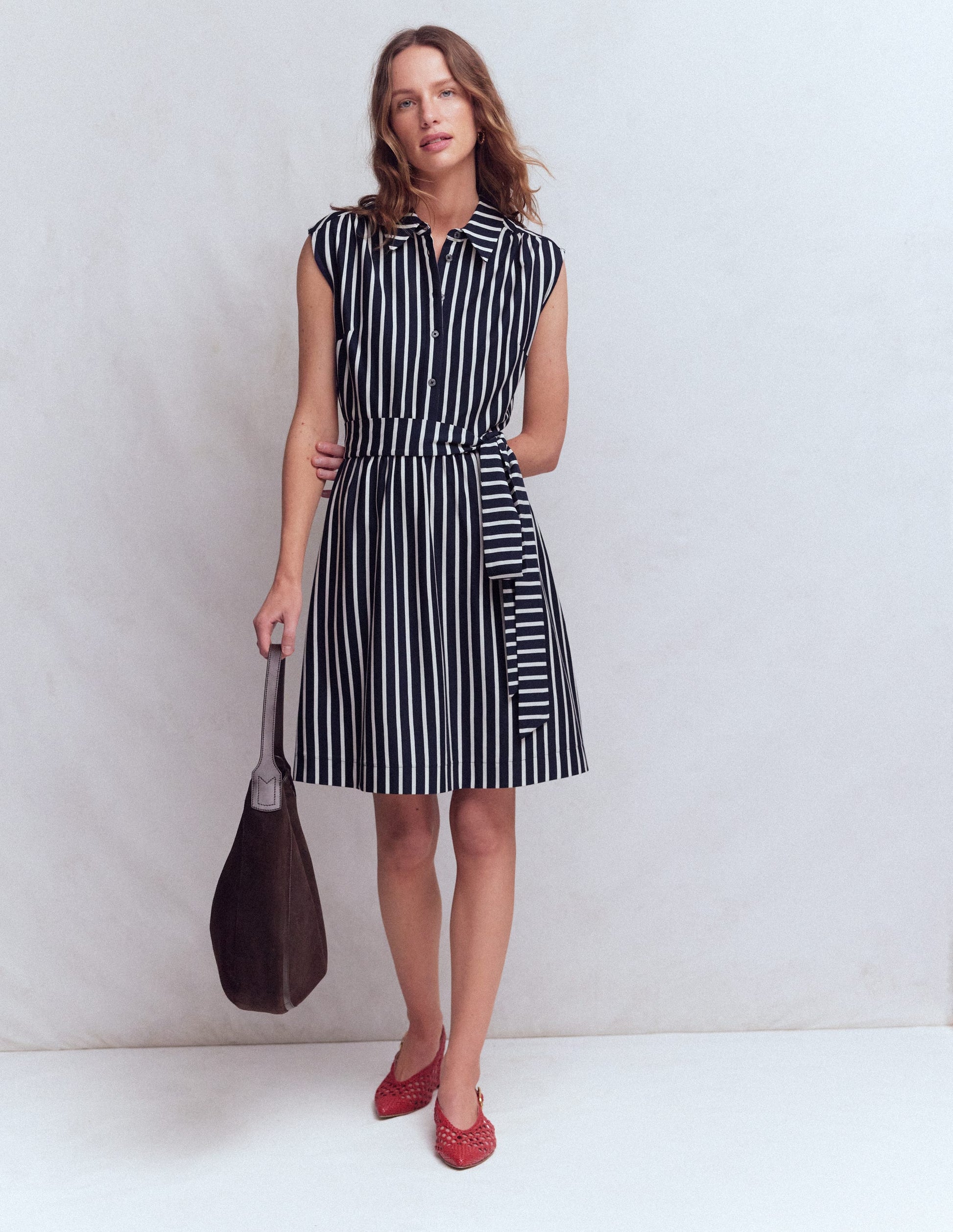 Boden Women's Honor Short Jersey Shirt Dress in Blue