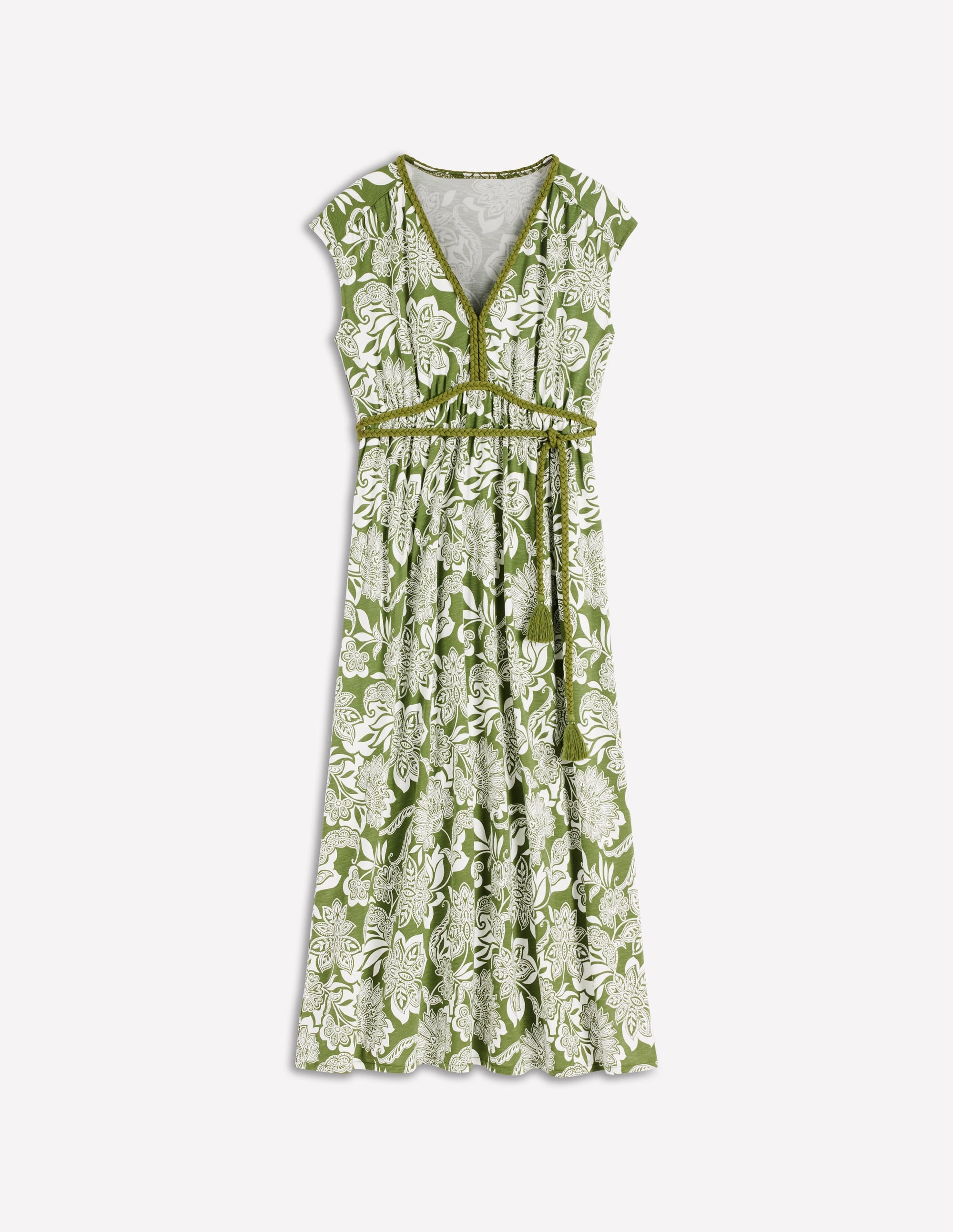 Heidi Ruched Rope Jersey Dress-Olive, Elegant Blossom - Image 6