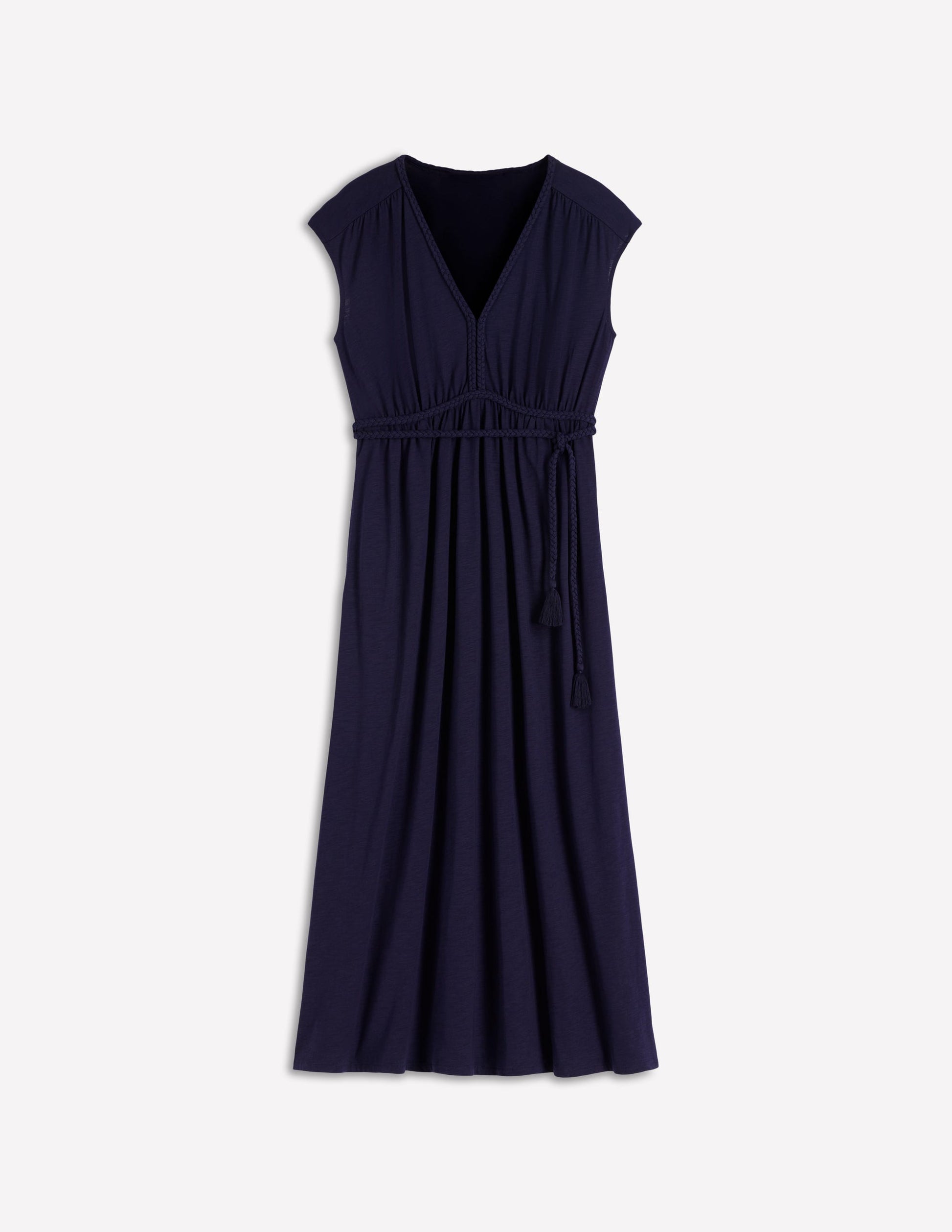 Boden Women's Heidi Ruched Rope Jersey Dress in Blue | Size 6 Boden Women's Heidi Ruched Rope Jersey Dress in Blue | Size 6