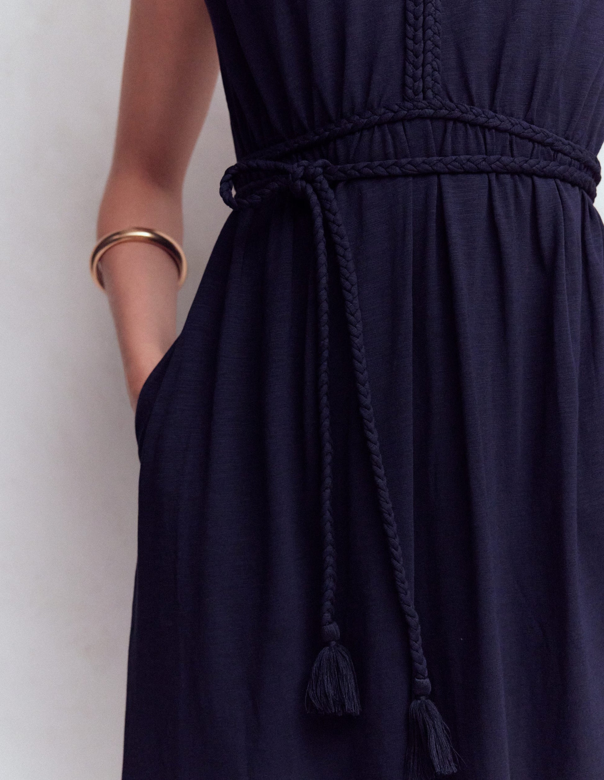 Boden Women's Heidi Ruched Rope Jersey Dress in Blue