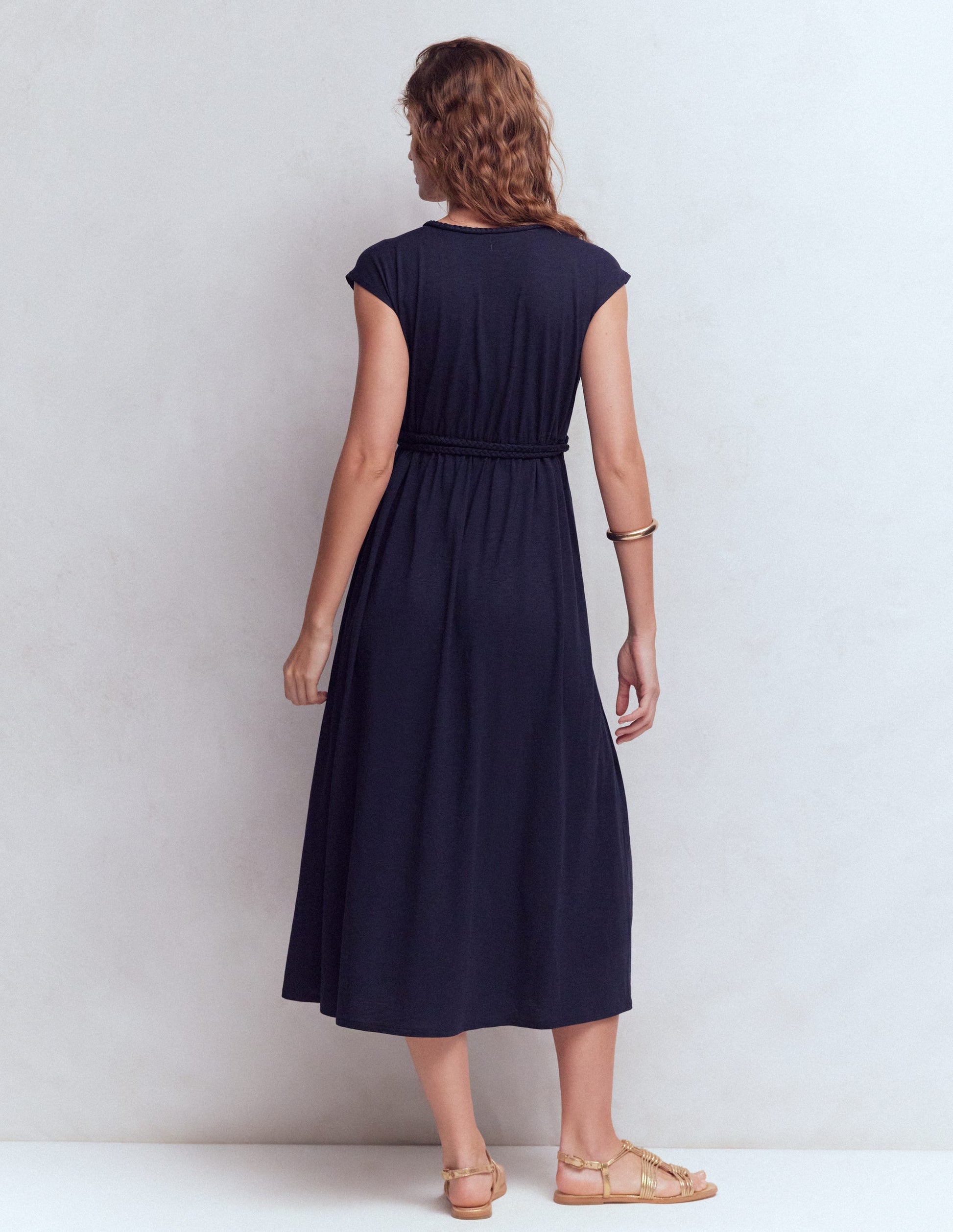 Boden Women's Heidi Ruched Rope Jersey Dress in Blue