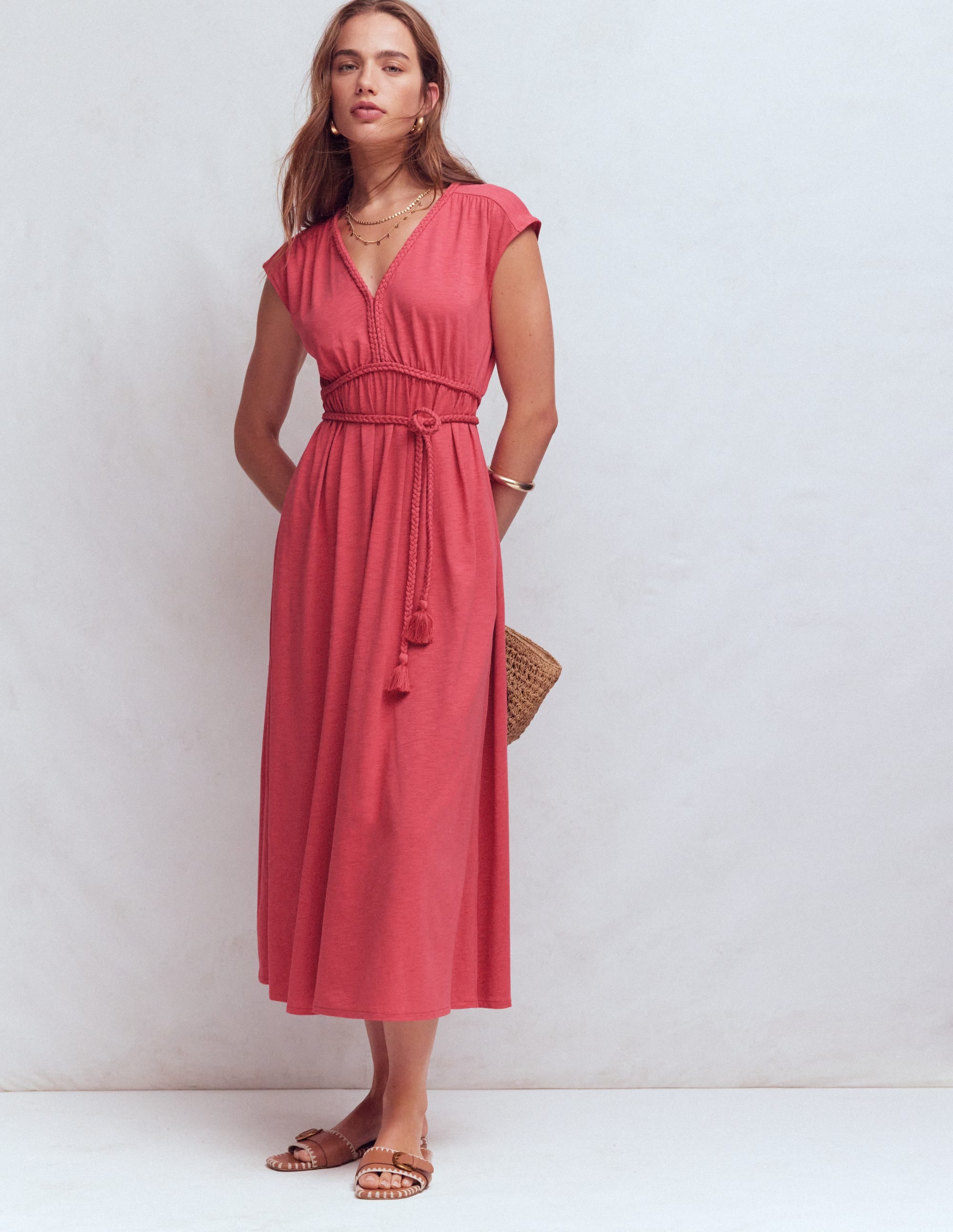 Heidi Ruched Rope Jersey Dress-Winter Blush - Image 1