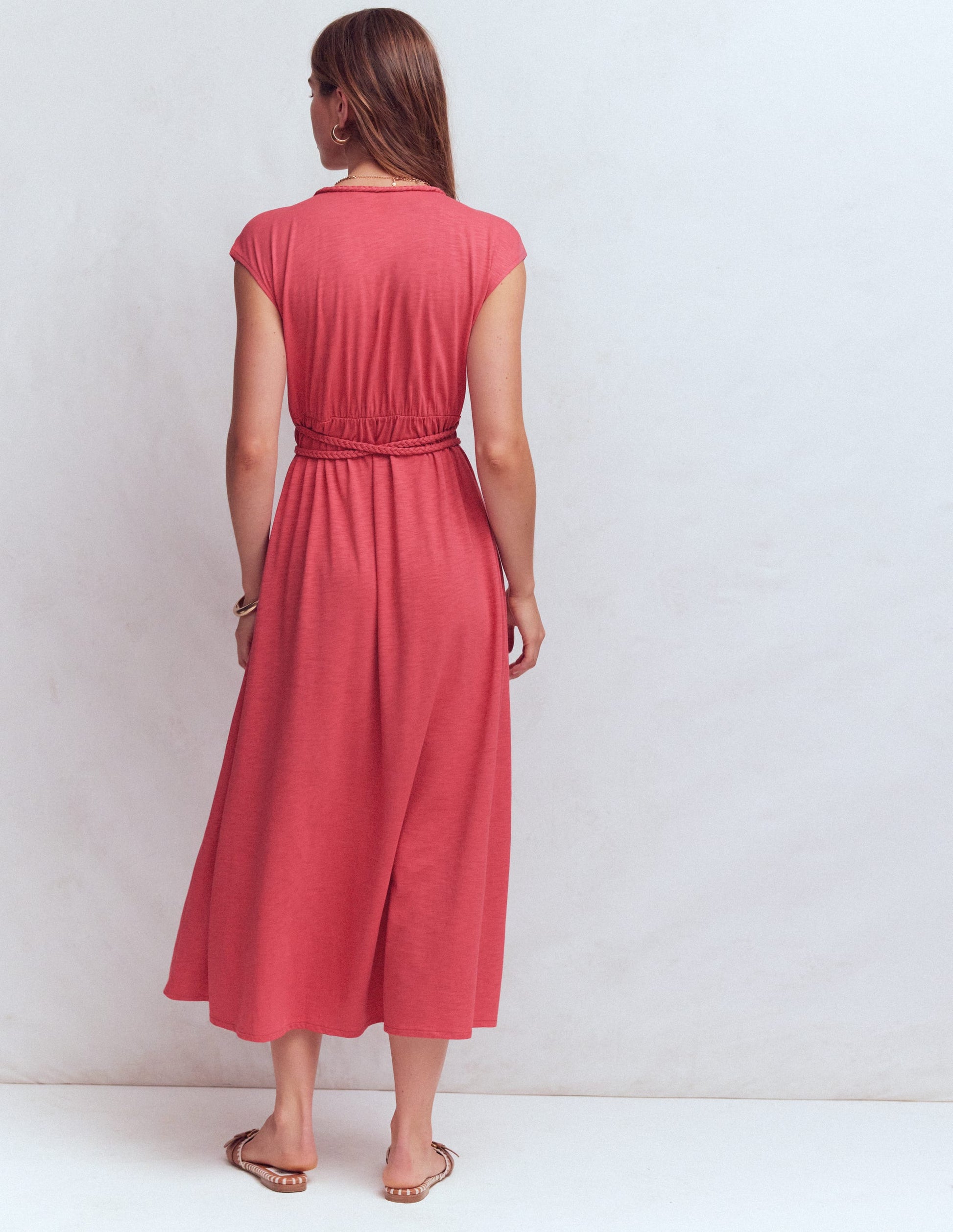 Boden Women's Heidi Ruched Rope Jersey Dress in Pink