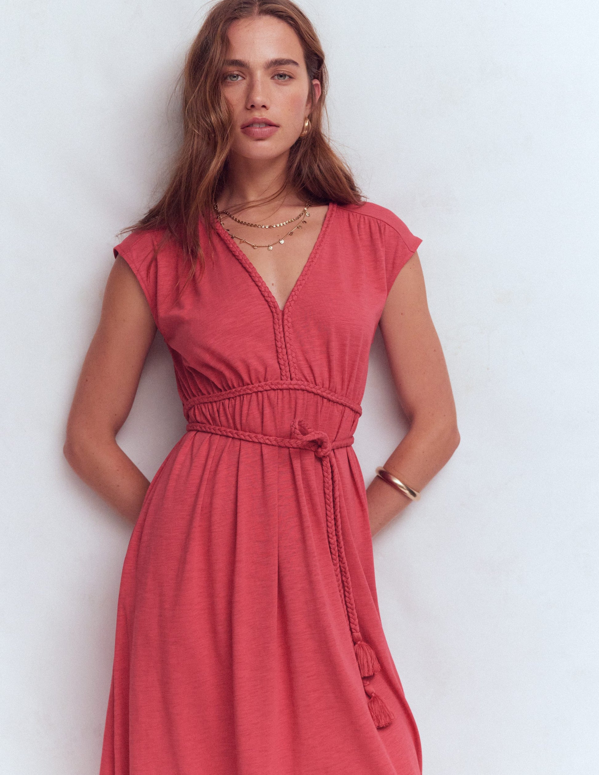navy blue dress for baby girl CAICJ98 Winter Dresses for Women 2023 Women's Ruched Bodycon Dress  Asymmetrical Sleeveless One Shoulder Wrap Satin Belted Midi Dress Red,XL main image 0