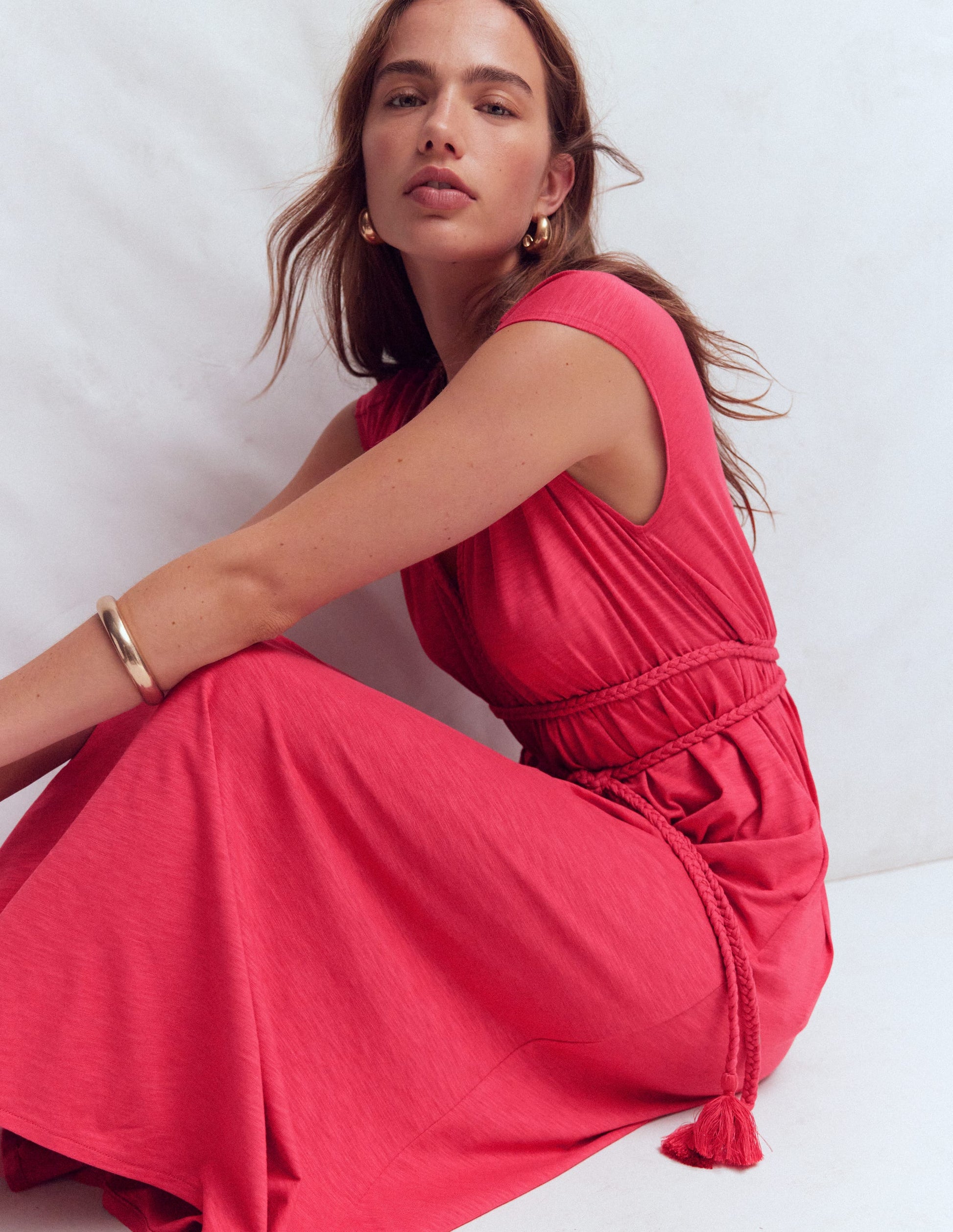 Heidi Ruched Rope Jersey Dress-Winter Blush-6