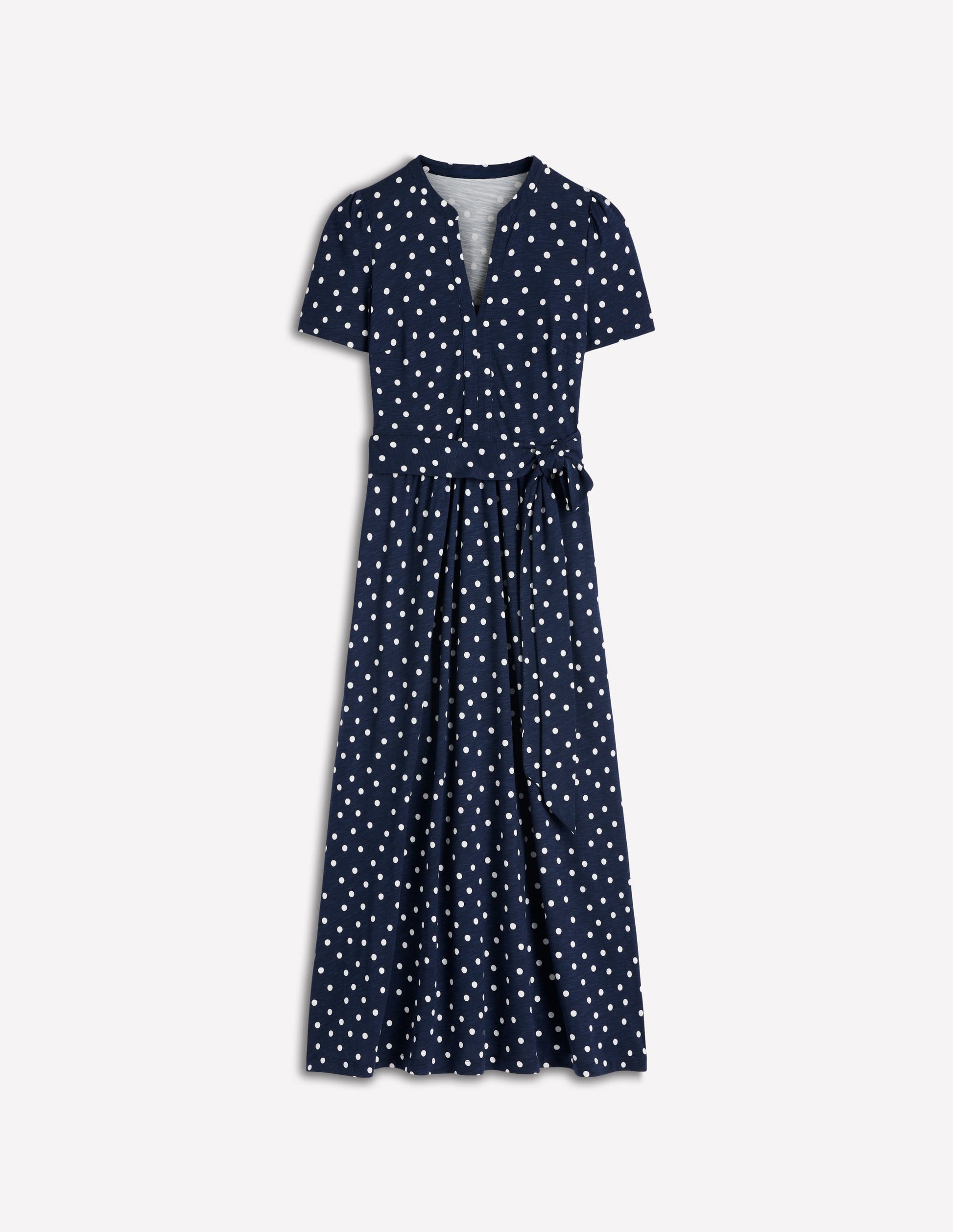 Naomi Jersey Midi Dress-Navy and Ivory, Painted Dot | Boden USA Naomi Jersey Midi Dress-Navy and Ivory, Painted Dot | Boden USA