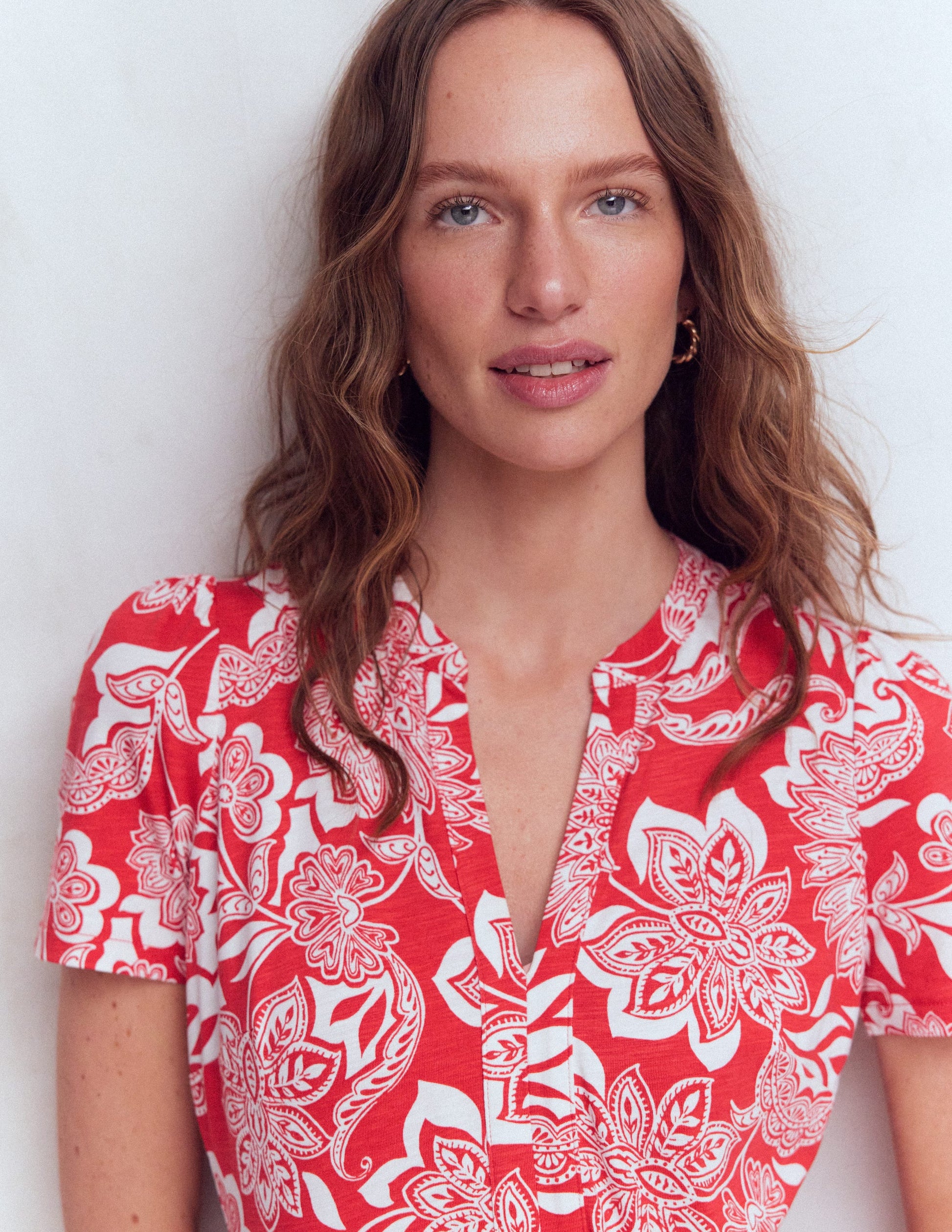 Naomi Jersey Midi Dress-Blood Orange, Elegant Blossom-2