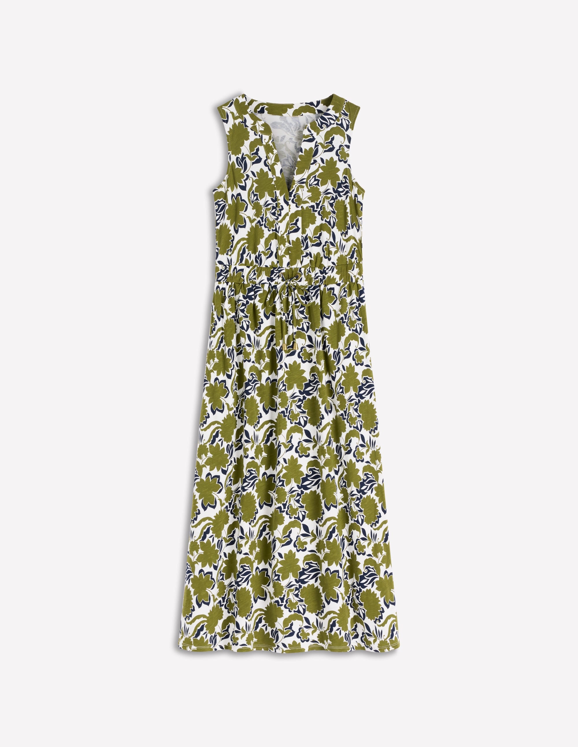 Delphine Midi Sleeveless Dress-Olive, Shadow Blossom - Image 5