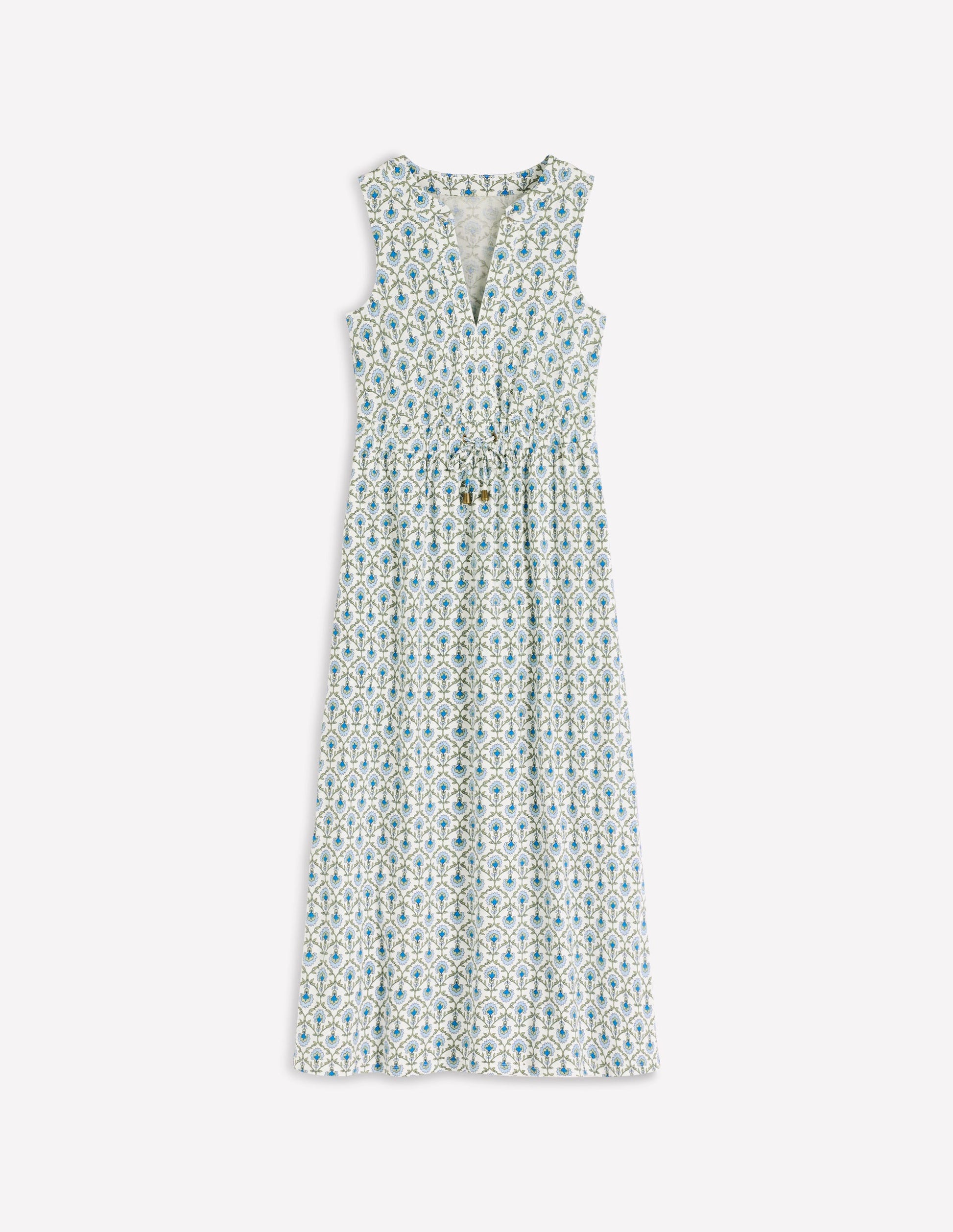 Delphine Midi Sleeveless Dress-Ivory, Flower Lattice-7