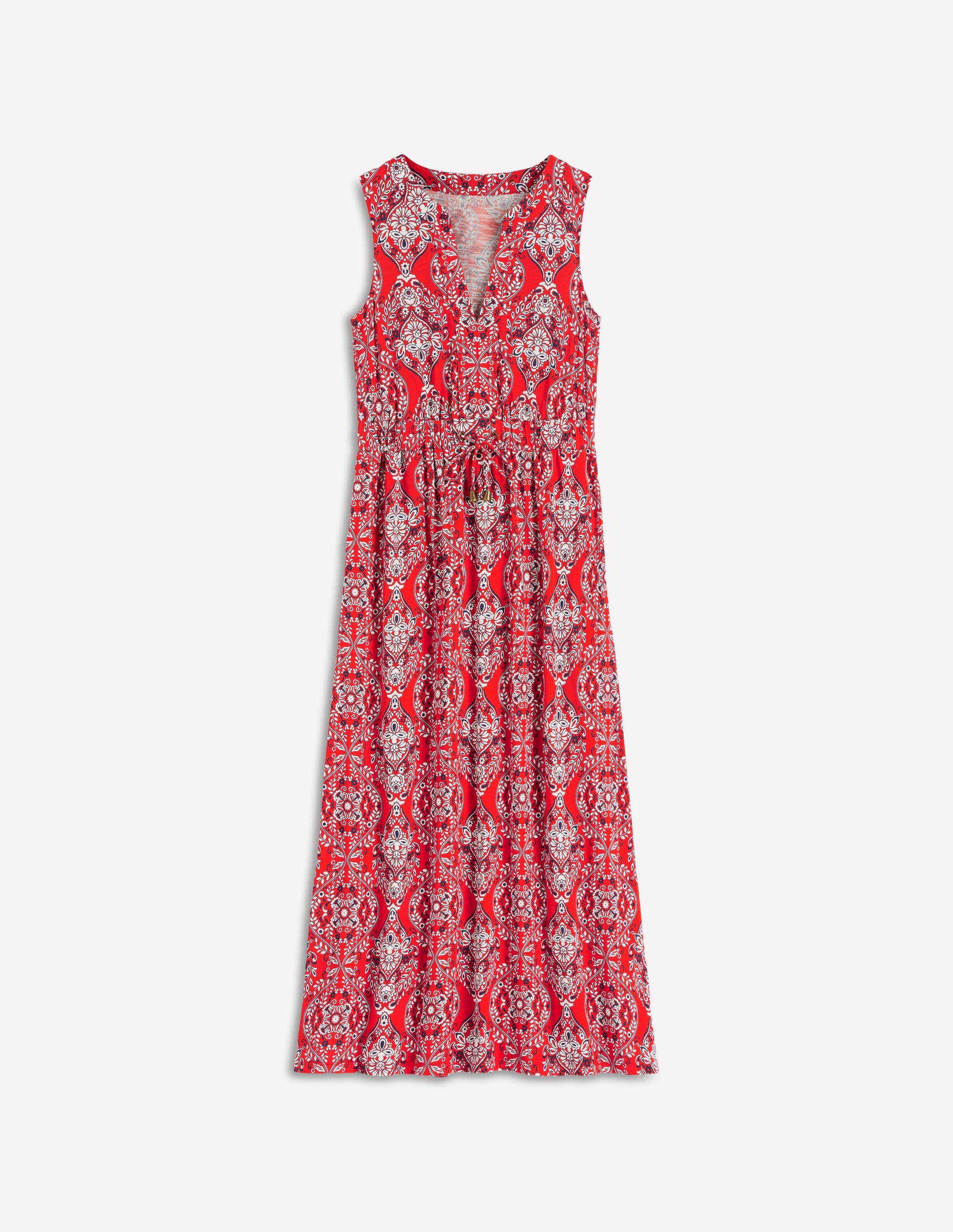 Delphine Midi Sleeveless Dress-Blood Orange, Gardenia - Image 6