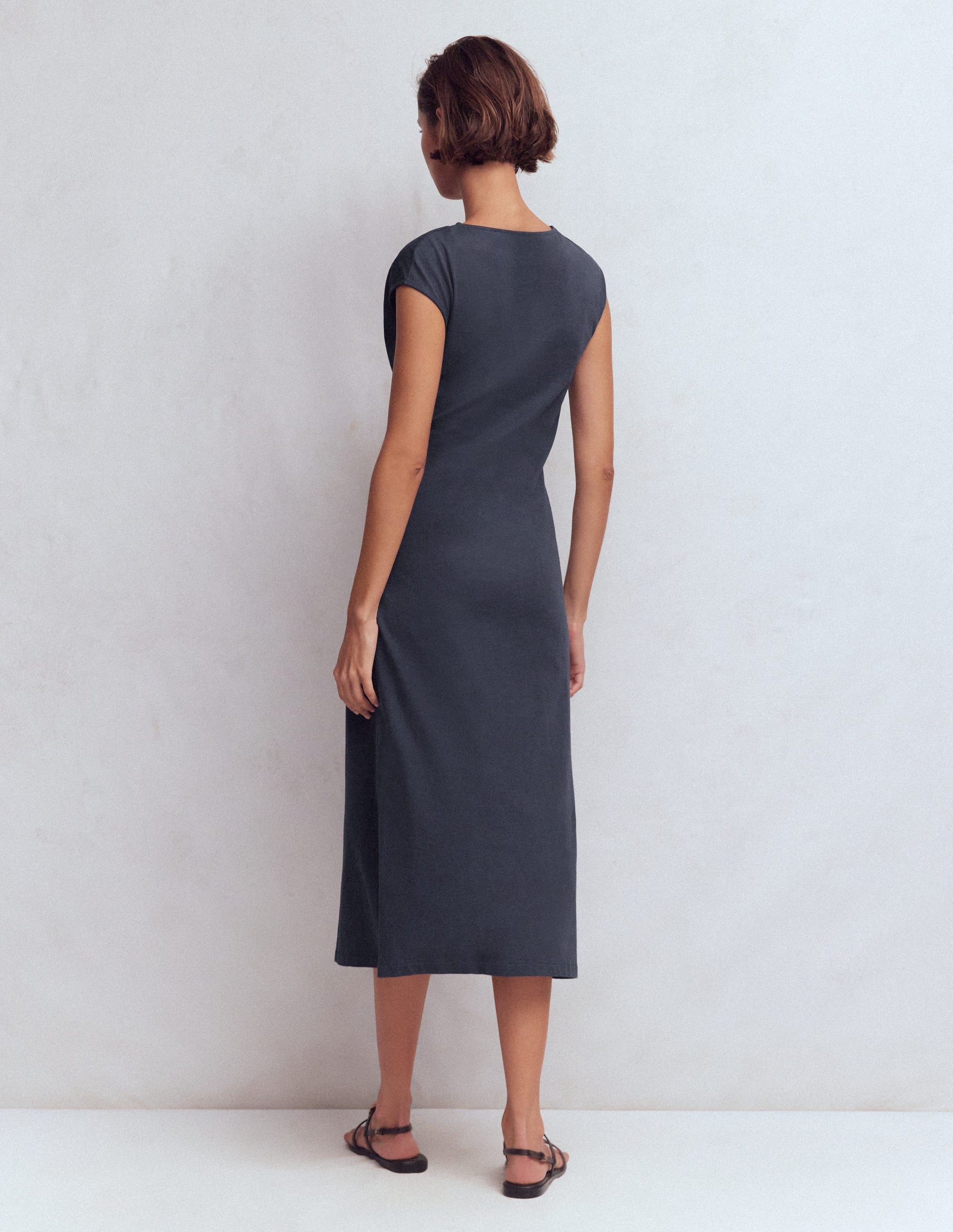 Delilah Twist Midi Dress-Navy-6
