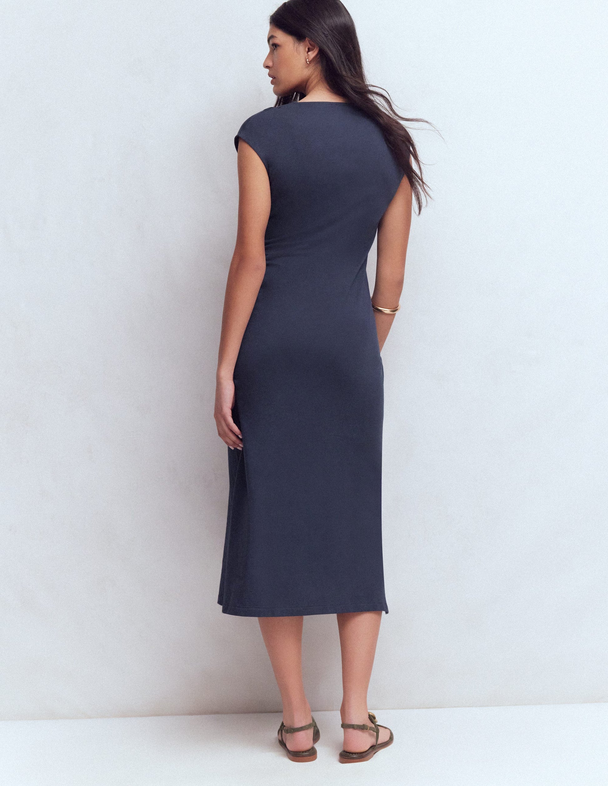 Boden Women's Delilah Twist Midi Dress in Blue | Size 4 Boden Women's Delilah Twist Midi Dress in Blue | Size 4