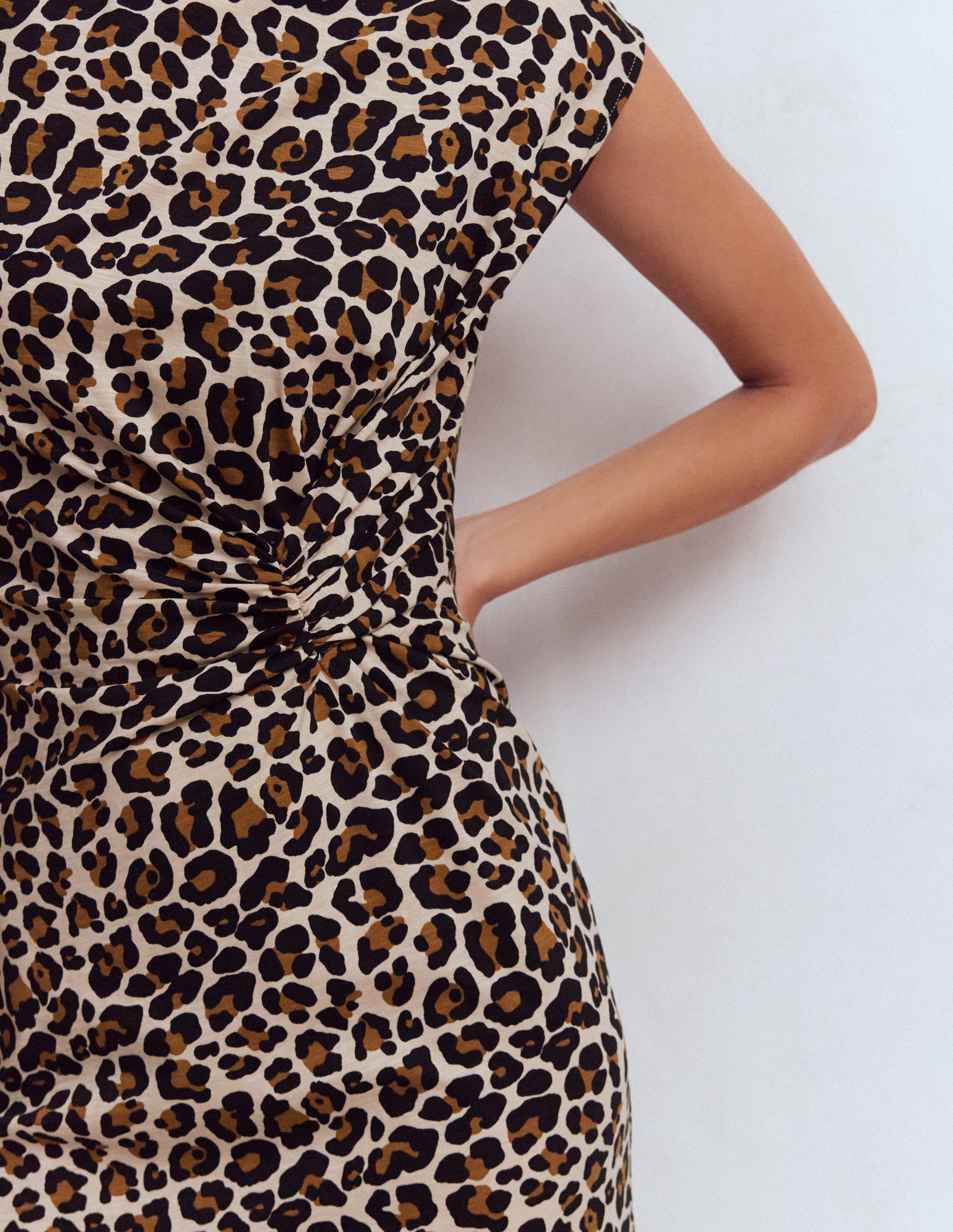 Delilah Twisted Midi Dress-Almond Milk, Cheetah Pop - Image 2