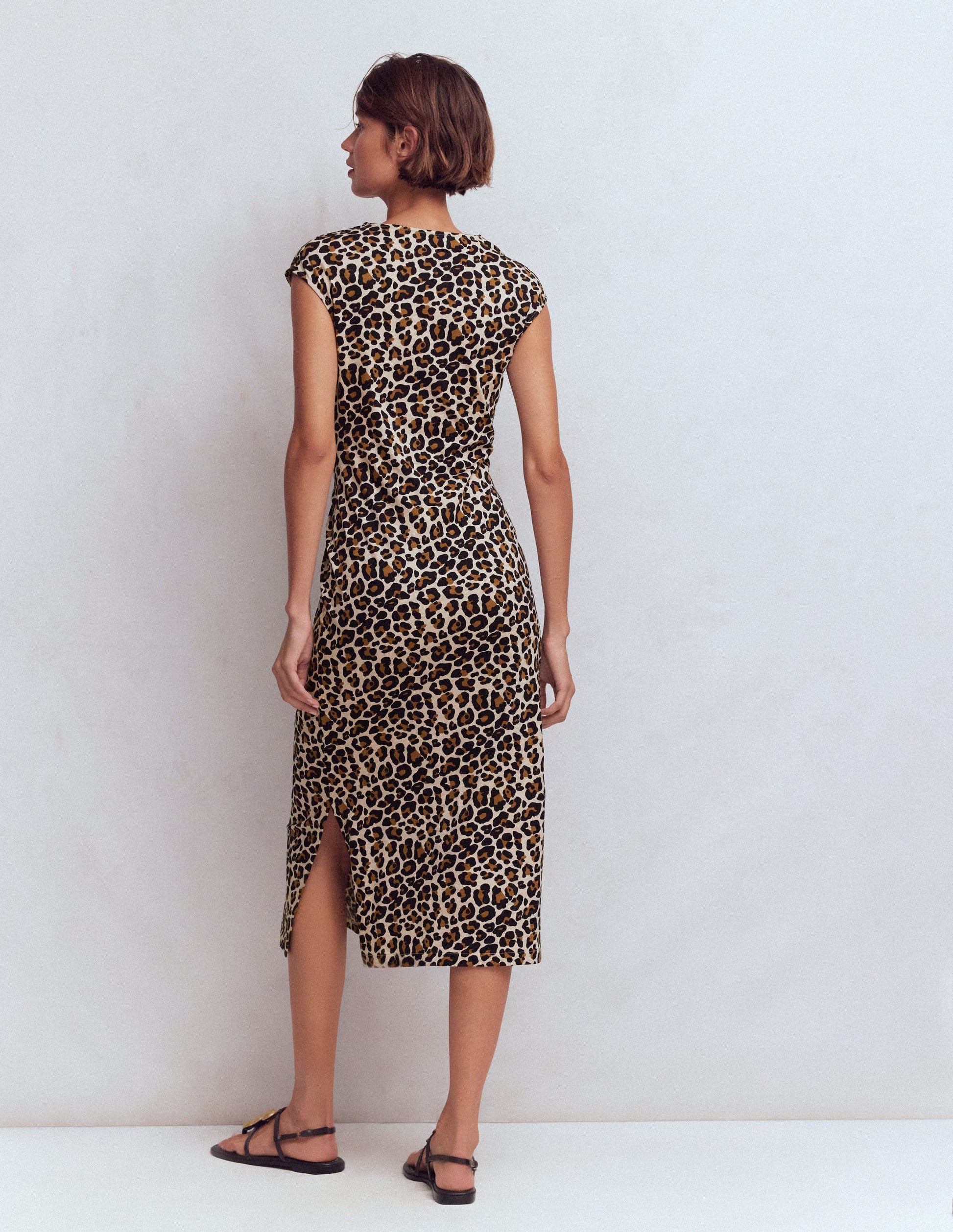 Delilah Twisted Midi Dress-Almond Milk, Cheetah Pop-3