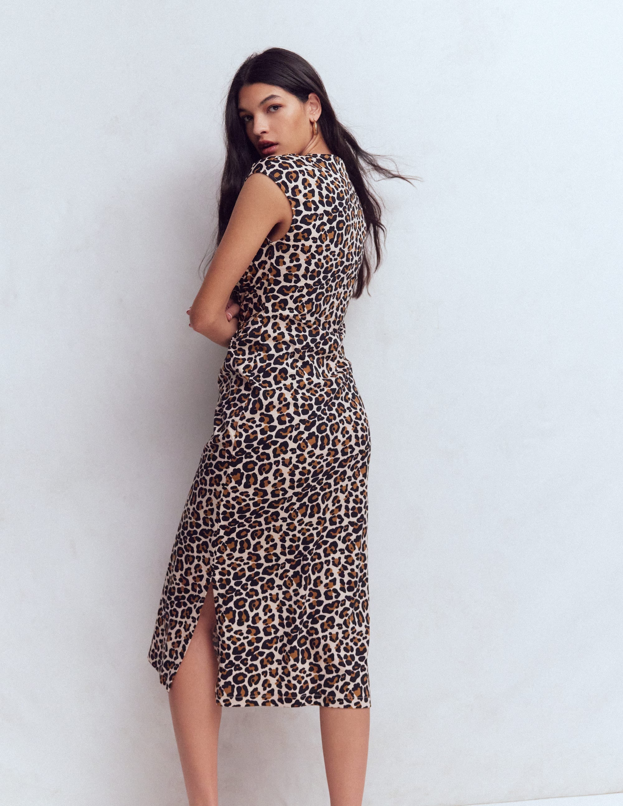 Delilah Twisted Midi Dress-Almond Milk, Cheetah Pop - Image 7