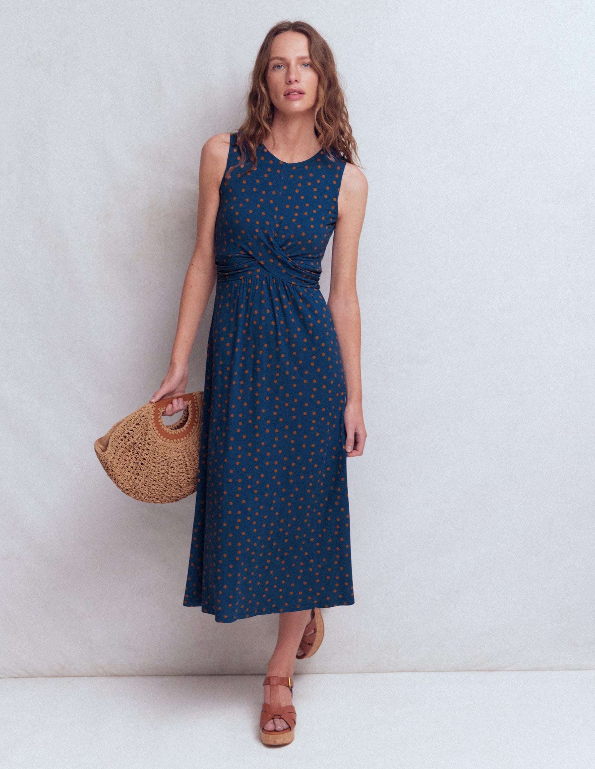 Boden Women's Zara Cross Waist Jersey Dress in Blue