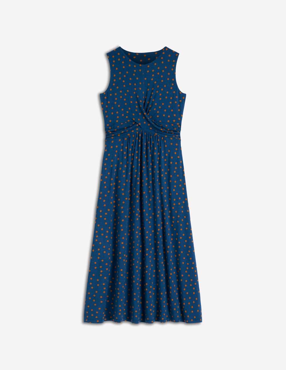 Wsum 1000 Zara Cross Waist Jersey Dress - Tourmaline Blue, Painted Dot | Boden USA