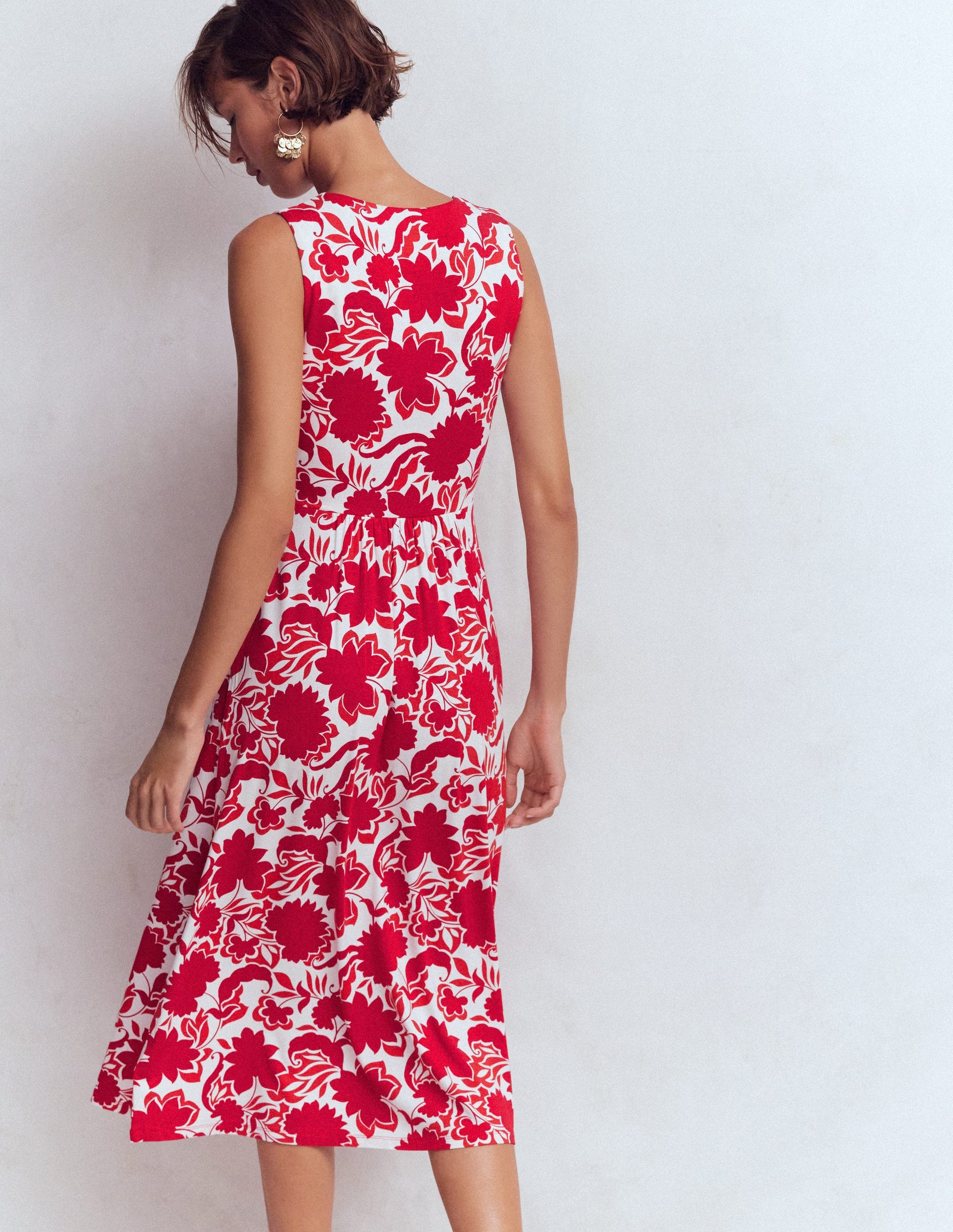 Zara Cross Waist Jersey Dress-Merida Red, Shadow Blossom-5