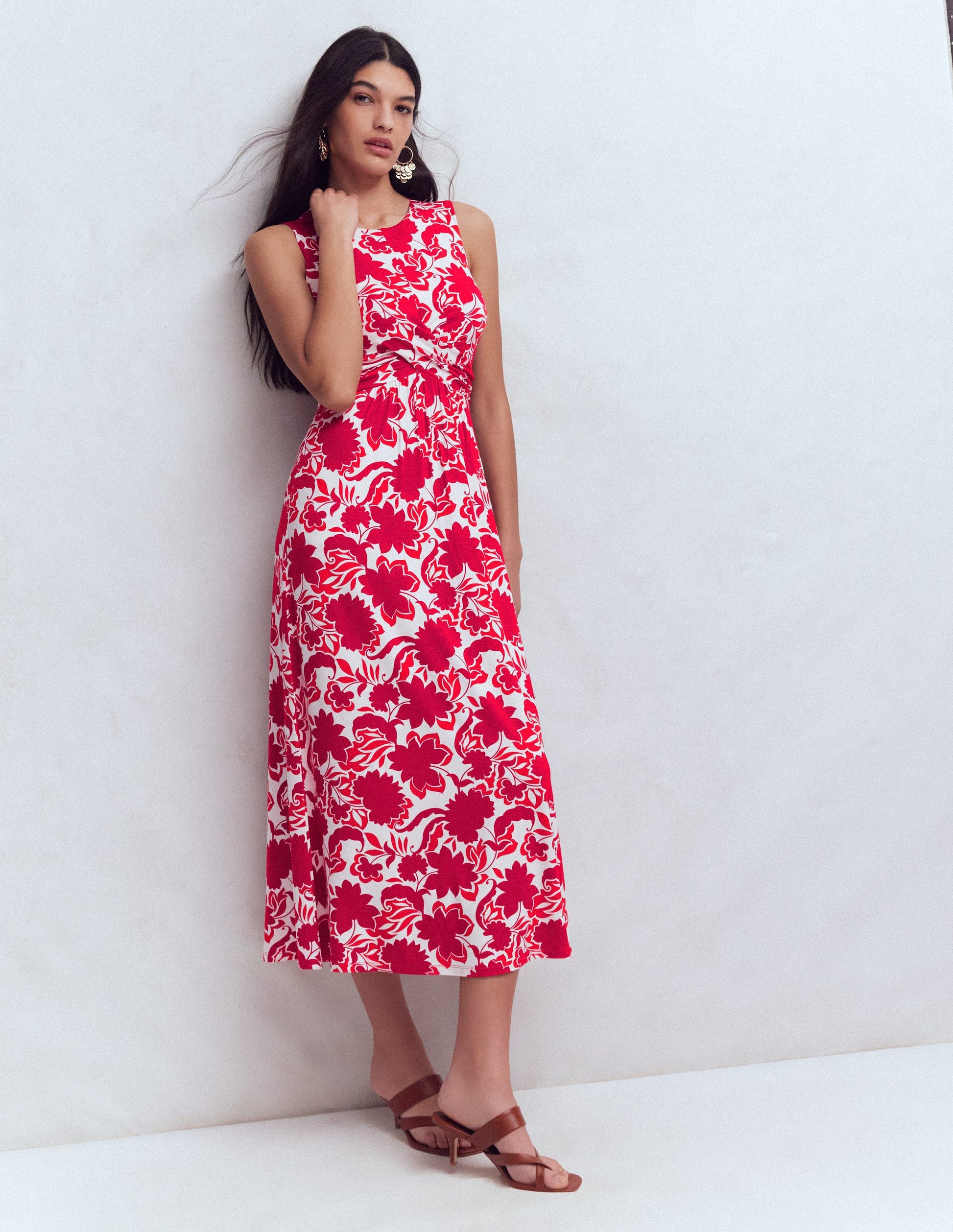 Zara Cross Waist Jersey Dress-Merida Red, Shadow Blossom | Boden USA Zara Cross Waist Jersey Dress-Merida Red, Shadow Blossom | Boden USA